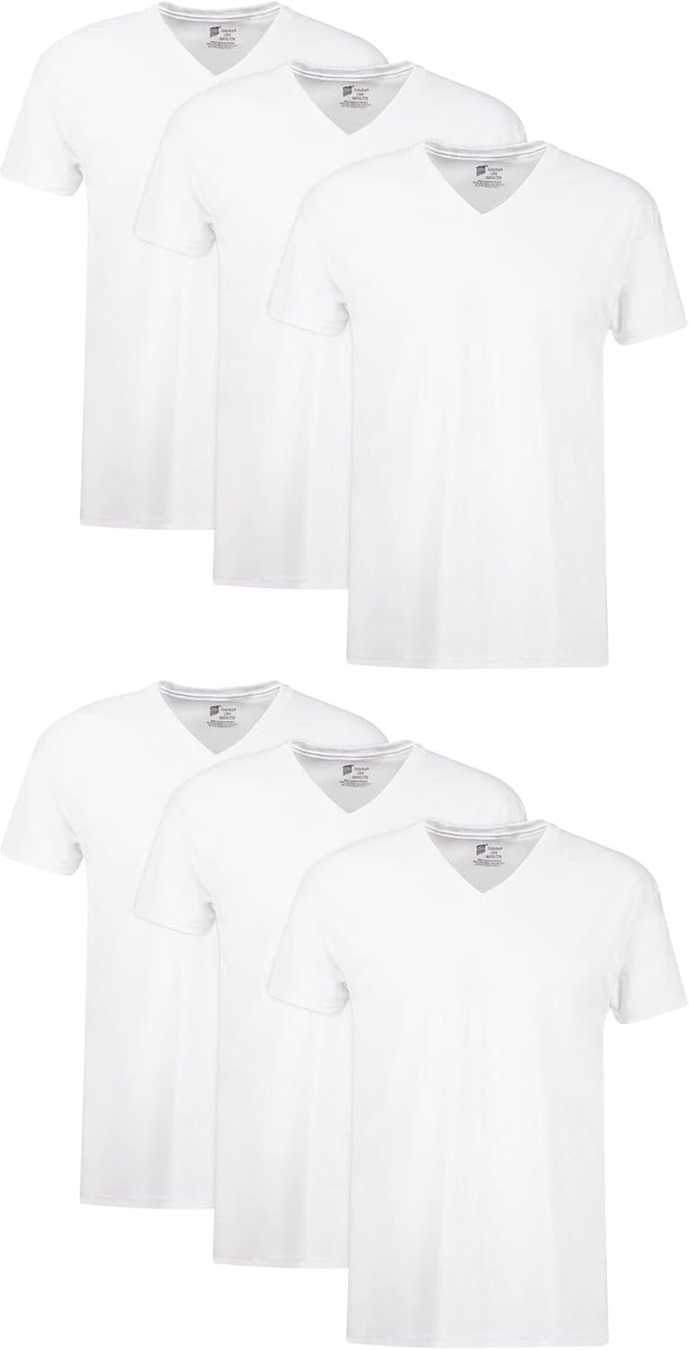 Hanes Mens Cotton, Moisture-wicking V-neck Tee Undershirts, Multiple Packs And Colors - Image 2