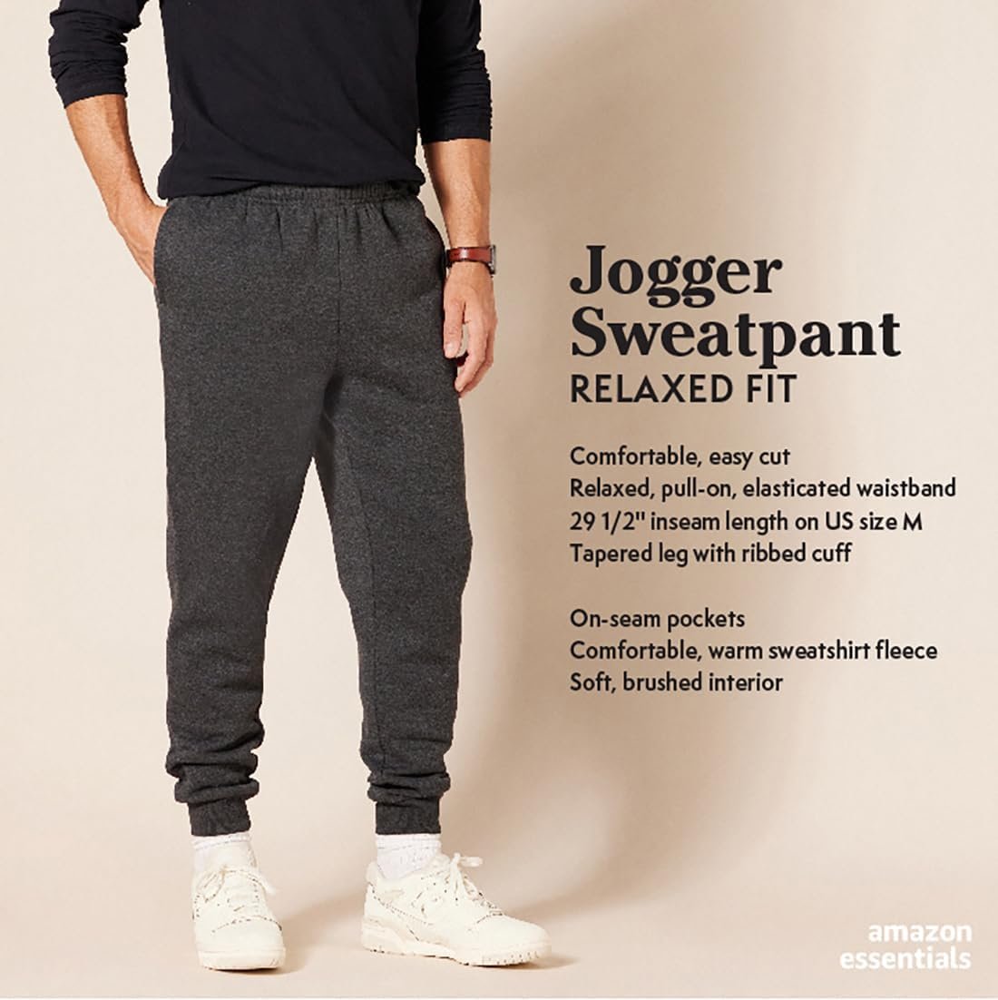 Amazon Essentials Men's Joggers Sweatpants, Fleece, Comfortable Fit - Image 3