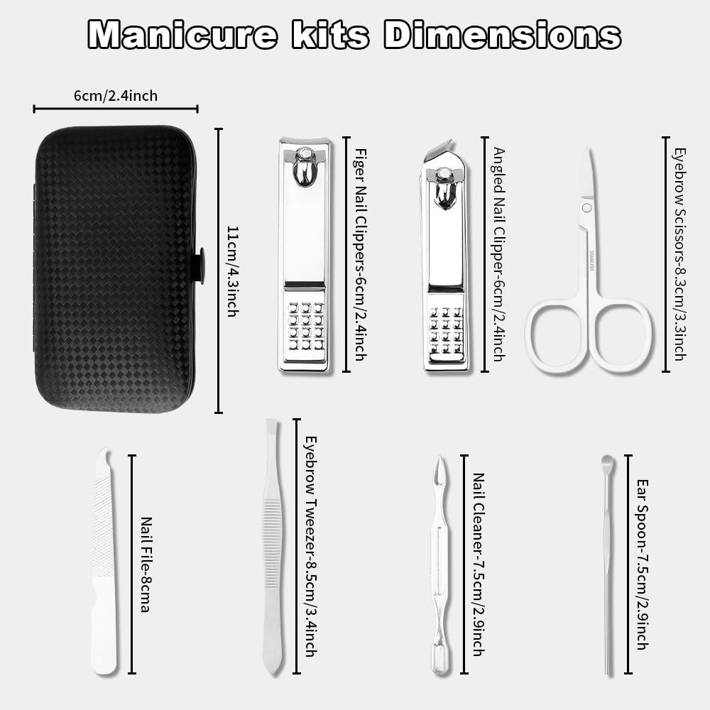 Manicure Kit Valentine Gift for Husband - Manicure Set, Nail Clippers Kit, 7 Pcs Manicure and Pedicure Kit, Black Nail Care Kit Valentine Easter Gifts For Men Dad Teens Boyfriend Father Women Mom - Image 3