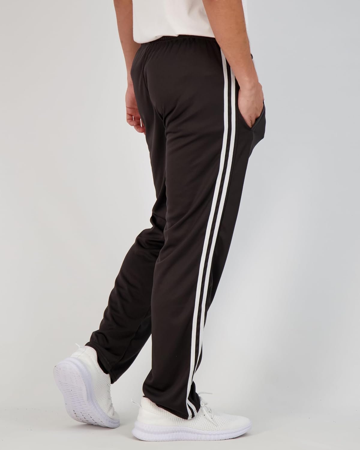 Real Essentials 3 Pack: Men's Mesh Athletic Gym Workout Lounge Open Bottom Sweatpants with Pockets (Available in Big & Tall) - Image 4