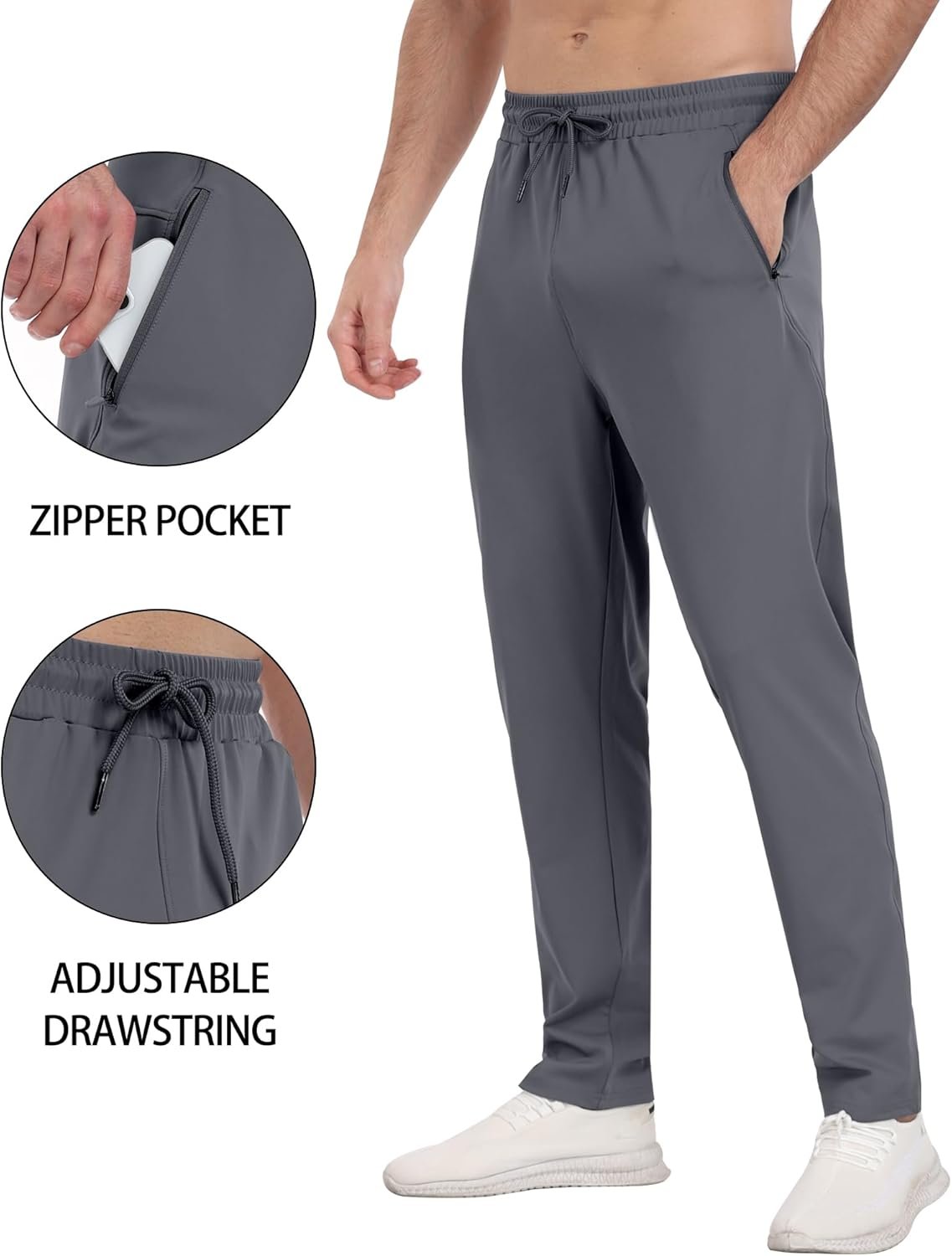 3 Pack Mens Athletic Sweatpants with Zipper Pockets,Workout Gym Joggers Pants for Men Running Jogging Pants - Image 6