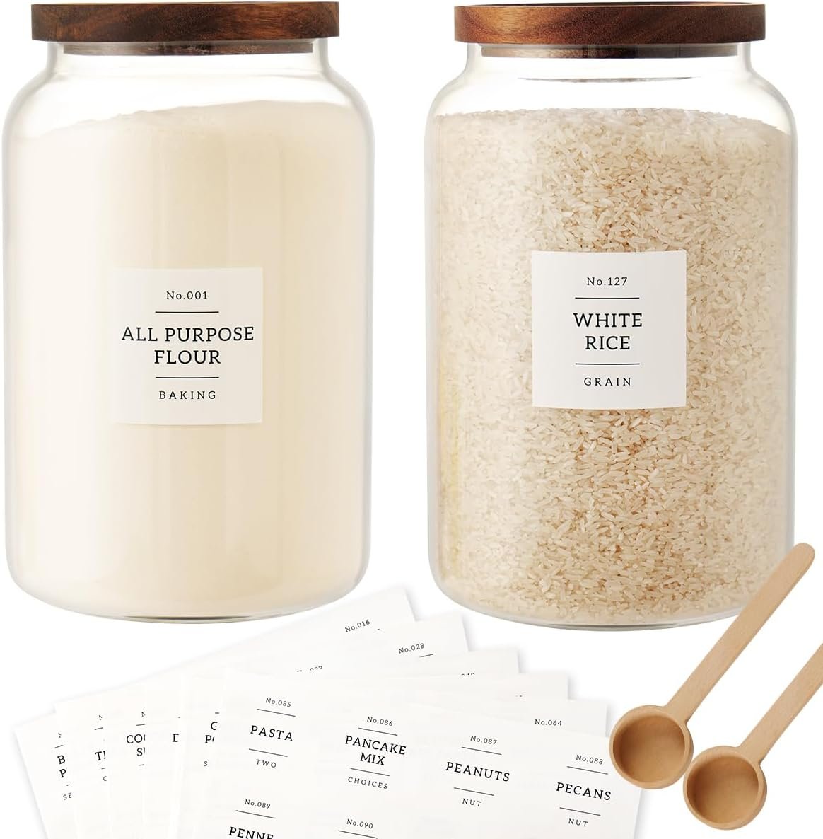 2 PCS Large Glass Jar with Airtight Lid, Glass Food Storage Jars for Tea,Spice,Cereal, Egg,Flour,Coffee and More(1 gallon/4000 ml) - Image 2