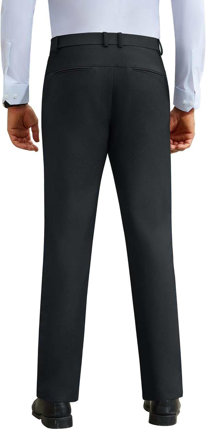 DEMEANOR Stretch Mens Dress Pants Slim Fit Dress Pants for Men Expandable Waist Wrinkle Free Work Dress Pants Golf Pants - Image 4