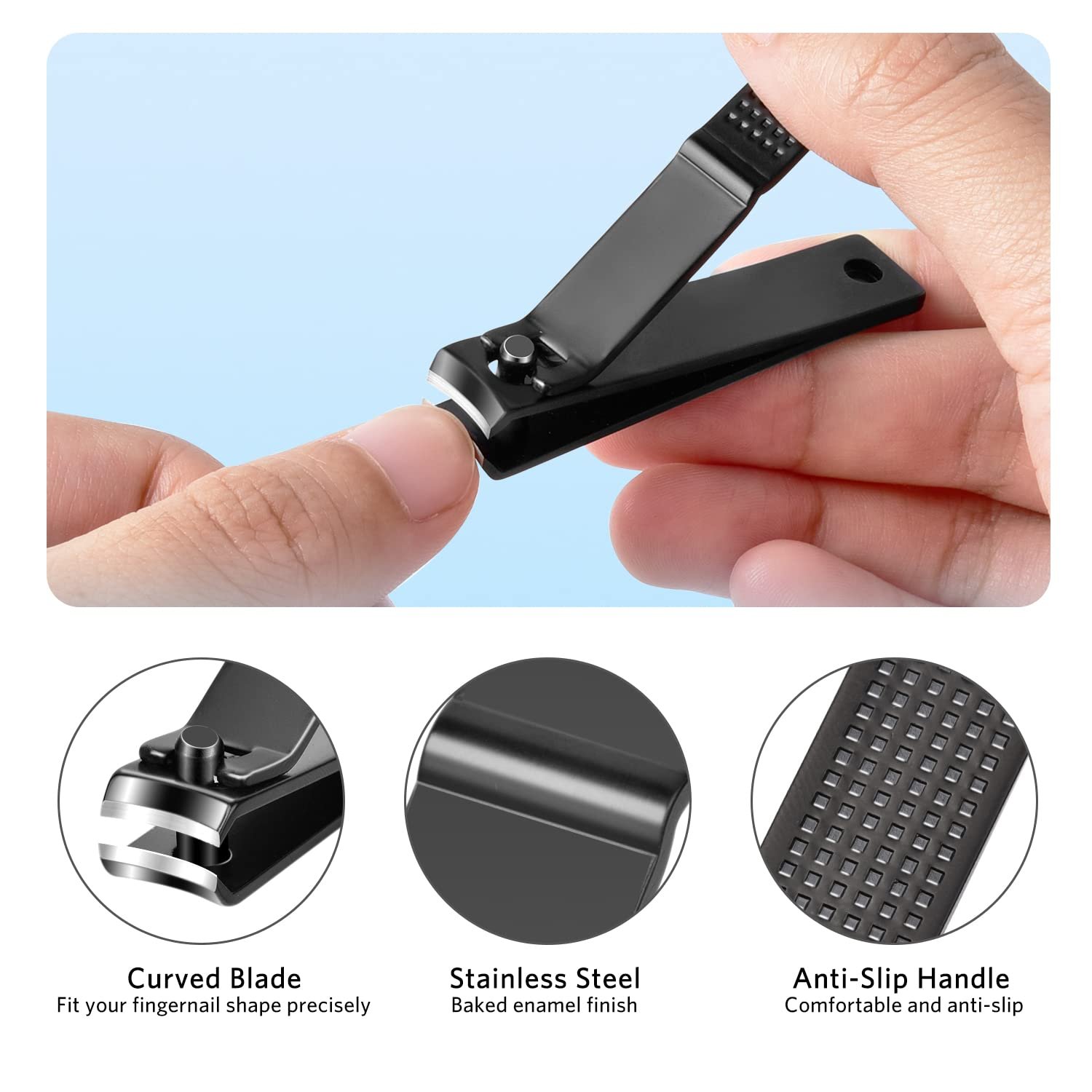 MORGLES Tweezers Set and Nail Clippers, 9 Pcs Stainless Steel Tweezers Kit for Men Professional Manicure Set for Men Grooming Kit with Leather Travel Case - Image 7