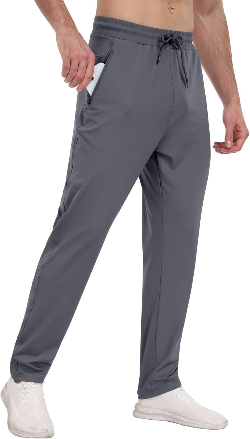 3 Pack Mens Athletic Sweatpants with Zipper Pockets,Workout Gym Joggers Pants for Men Running Jogging Pants - Image 3