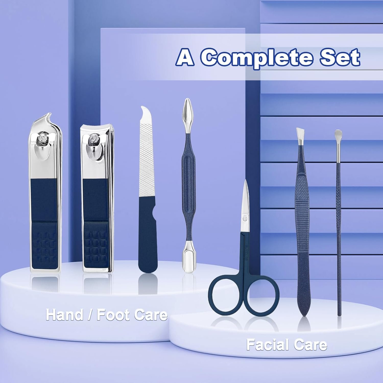 Manicure Set-Stainless Steel Nail Care Set-Professional 7 in 1 Ingrown Toenail Clipper Grooming Tool-Pedicure Kit & Toe Nail Cutter-Thick Nail Scissors Toiletries with Cuticle Trimmer (Blue) - Image 7