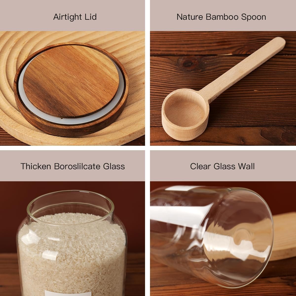 2 PCS Large Glass Jar with Airtight Lid, Glass Food Storage Jars for Tea,Spice,Cereal, Egg,Flour,Coffee and More(1 gallon/4000 ml) - Image 5