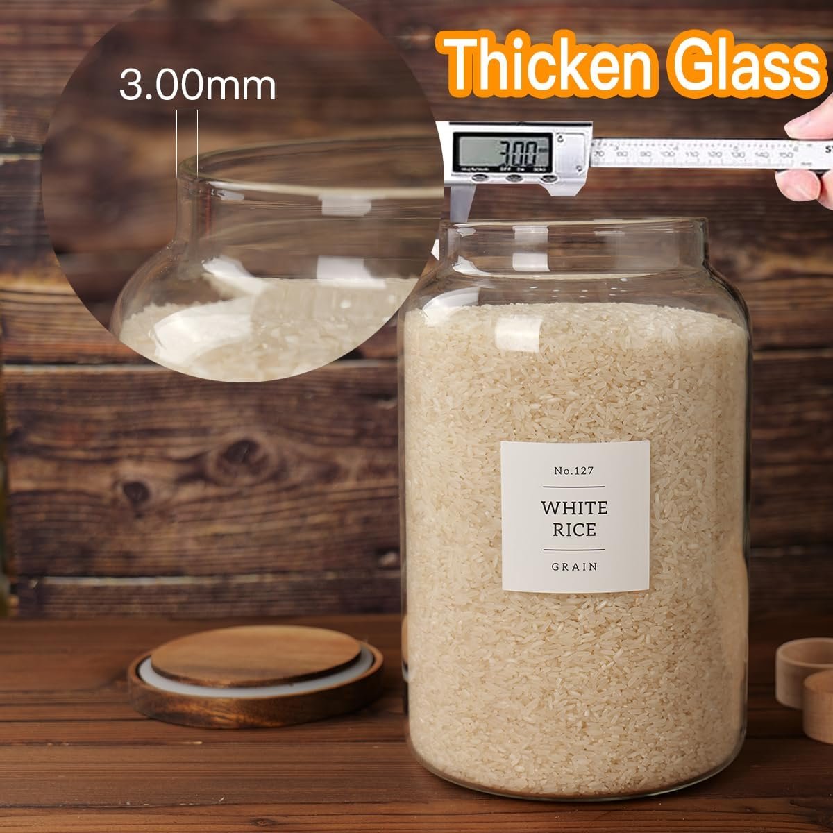 2 PCS Large Glass Jar with Airtight Lid, Glass Food Storage Jars for Tea,Spice,Cereal, Egg,Flour,Coffee and More(1 gallon/4000 ml) - Image 4