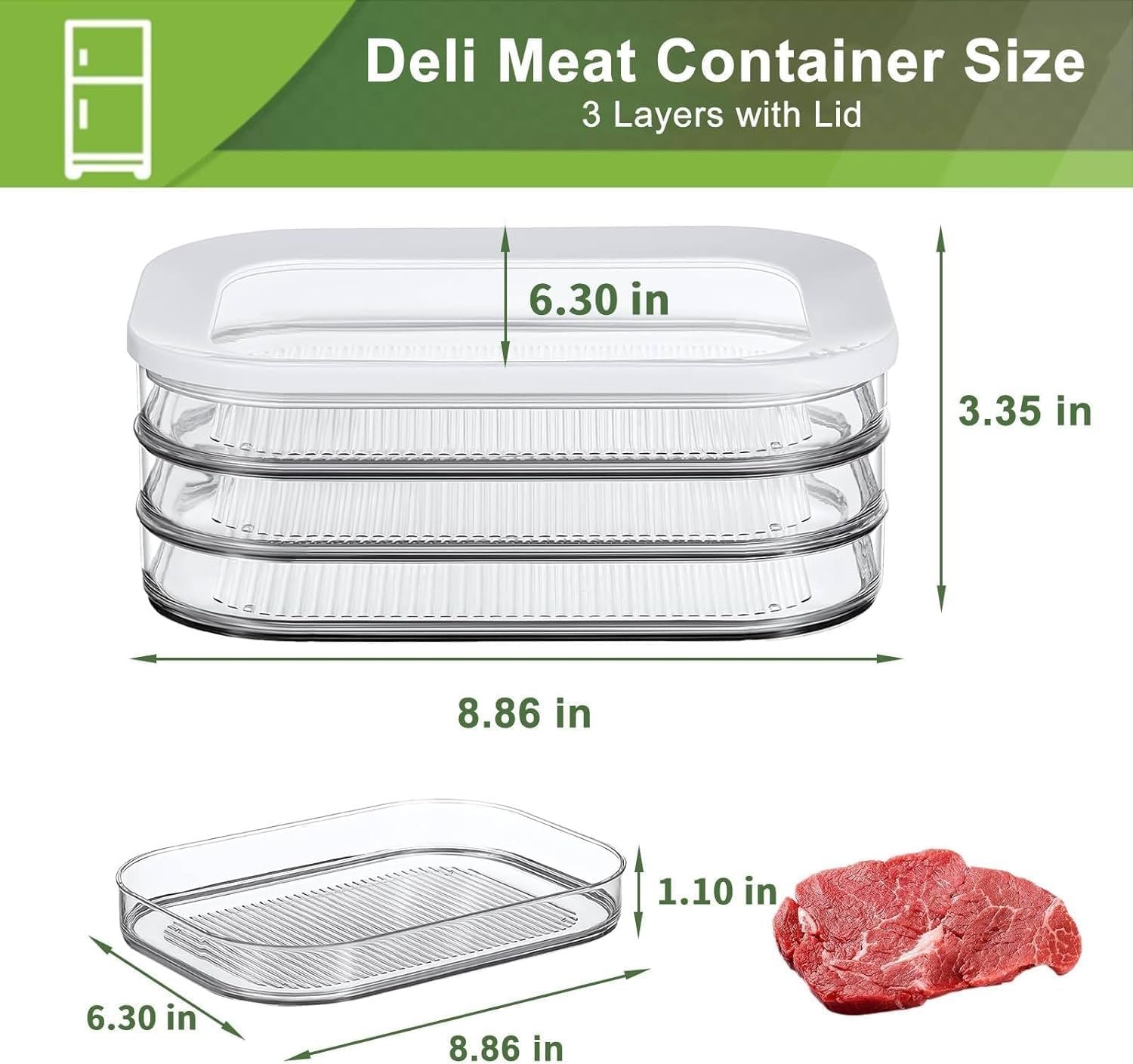 Deli Meat Container for Fridge,Bacon Lunch Meat Container for Refrigerator,Meal Prep Containers,Stackable Food Storage Boxes with Lid for Cold Cuts,Salami,Deli,Lunch Meat,BPA Free,18.6oz - Image 5