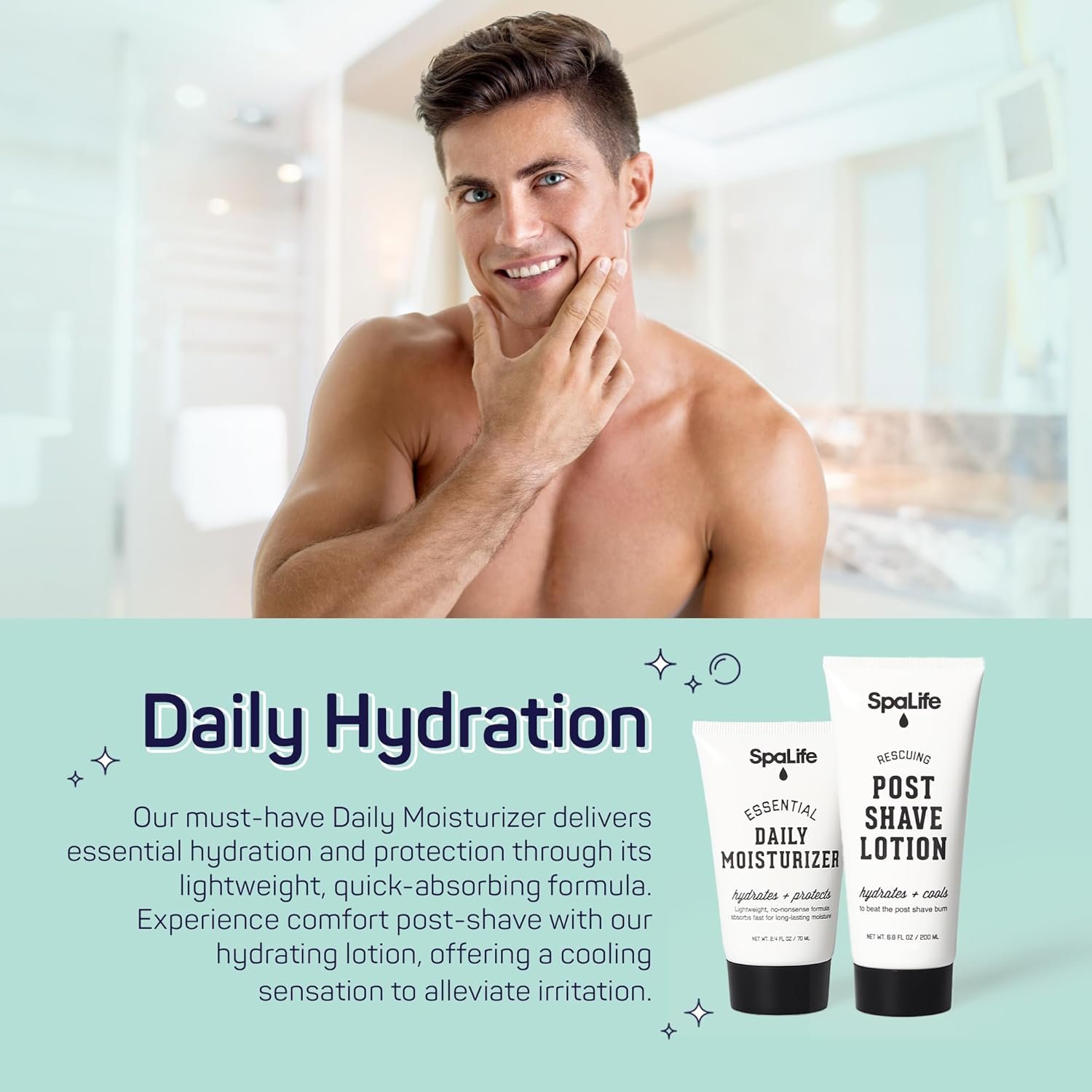 SpaLife 7-Piece Bath and Body Men Grooming Gift Set - 2-in-1 Shampoo & Conditioner, Body Wash, Daily Moisturizer, Post-Shave Lotion, Bath Sponge & Foot Stone for Luxurious At-Home Spa - Image 8