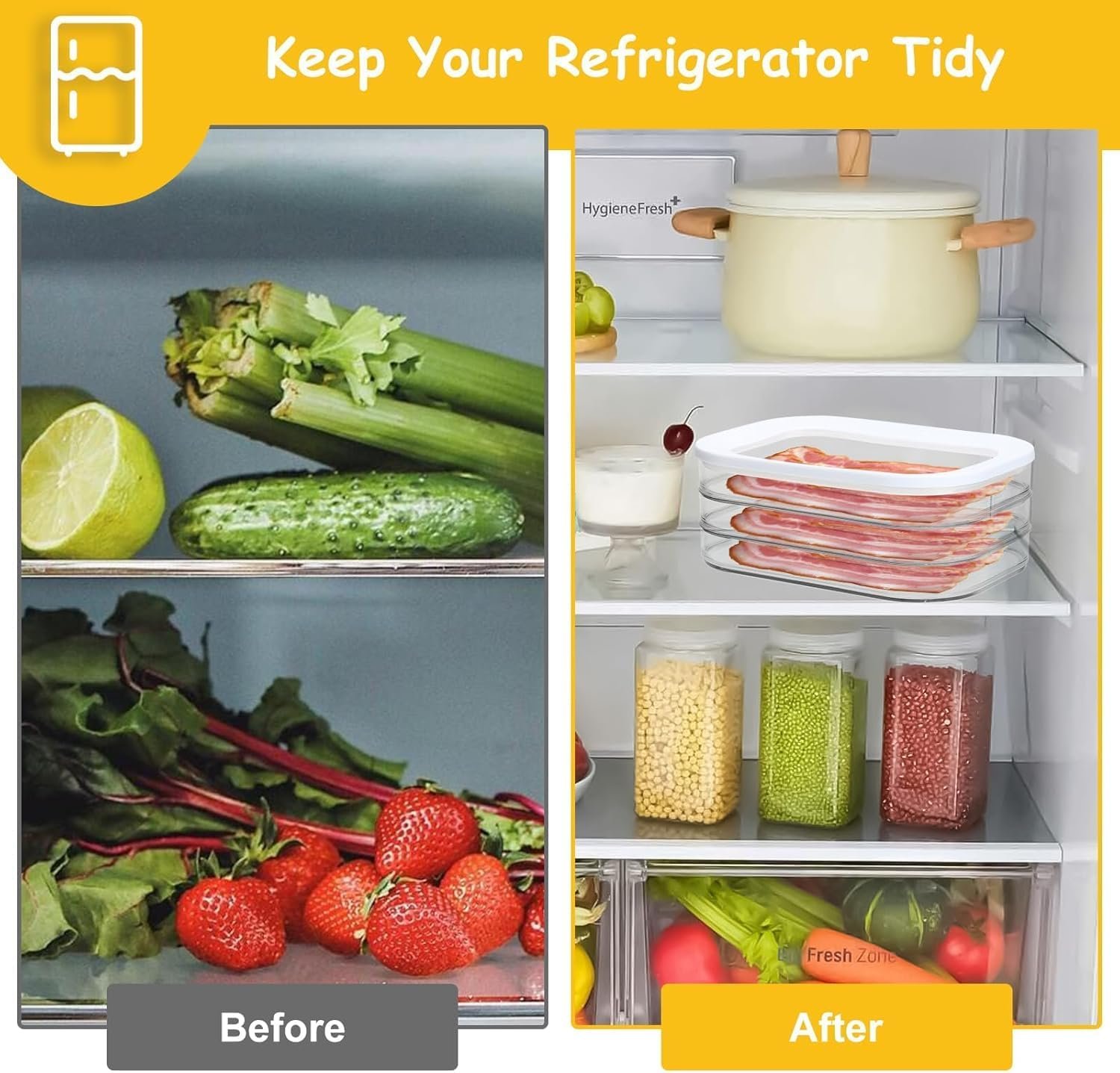 Deli Meat Container for Fridge, Bacon Lunch Meat Container for Refrigerator, Meal Prep Containers, Stackable Food Storage Boxes with Lid for Cold Cuts, Salami, Deli, Lunch Meat, BPA Free, 18.6oz - Image 3