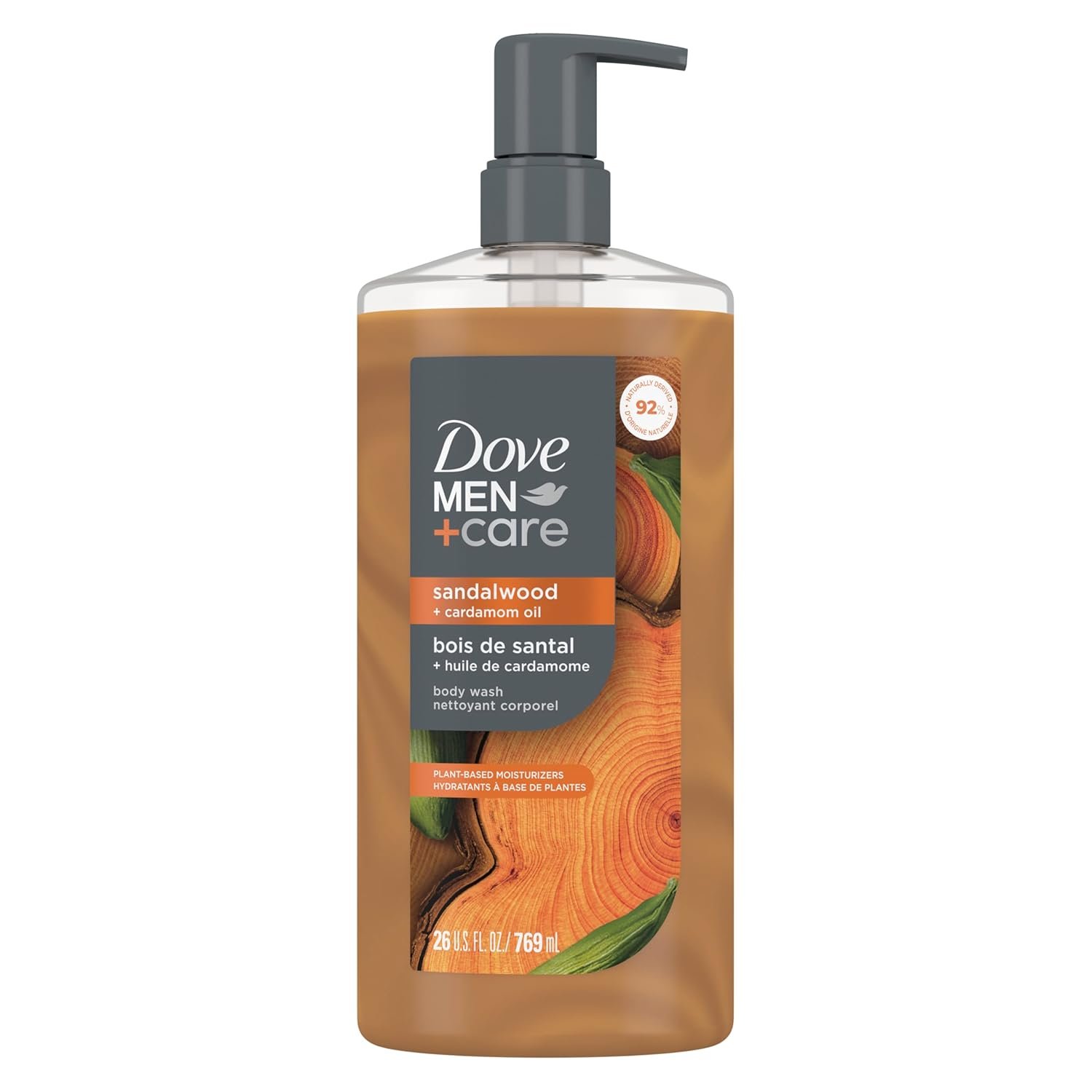 DOVE MEN + CARE Body Wash Sandalwood + Cardamom Oil to Rebuild Skin in the Shower with Plant-Based Cleansers and Moisturizers 26 oz - Image 2