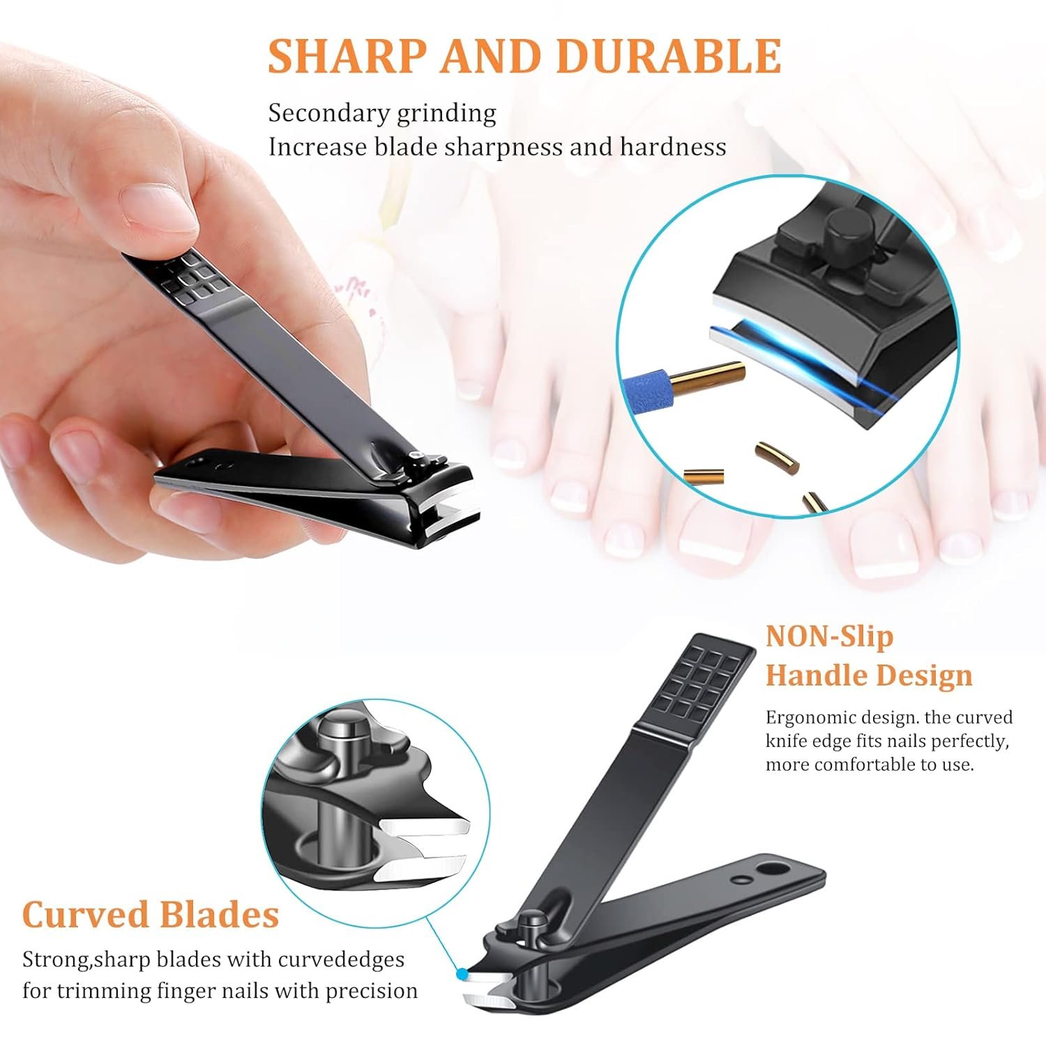 Nail Clippers Sets High Precisio Stainless Steel Nail Cutter Pedicure Kit Nail File Sharp Nail Scissors and Clipper Manicure Pedicure Kit Fingernails & Toenails with Portable cas (Red/Black_25 in 1) - Image 3