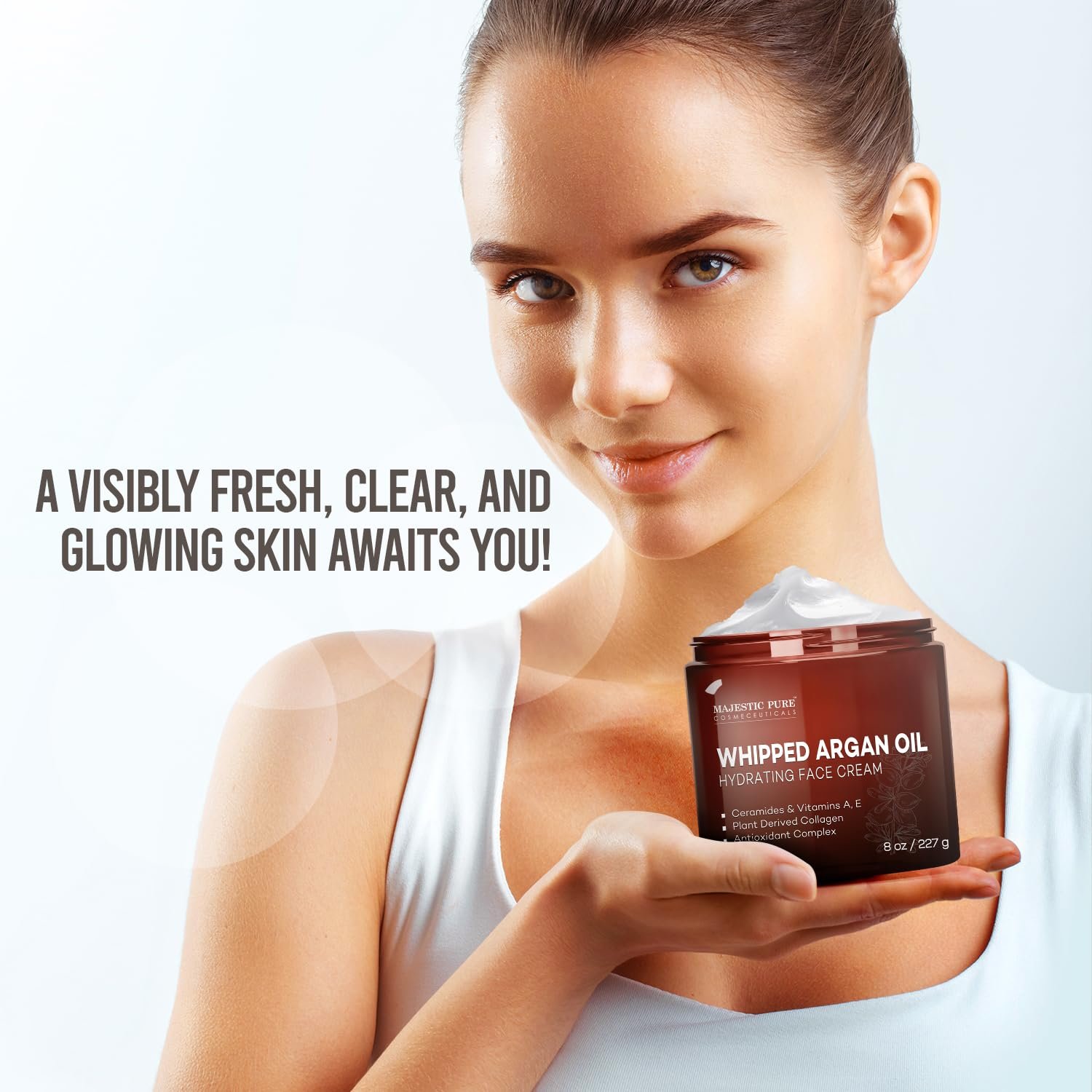 Majestic Pure Whipped Argan Oil Moisturizer Face Cream for Women & Men - With Vitamin E A, Collagen & Ceramides - Hydrates Dry Skin, Oily Skin, Reduces Appearance of Fine Lines – 8oz - Image 8