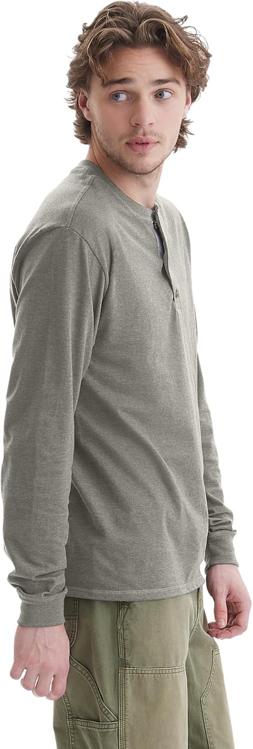 Hanes Men's T-Shirts, Men's BeefyT Henley Shirts, Men's Cotton Long Sleeve Shirts - Image 4