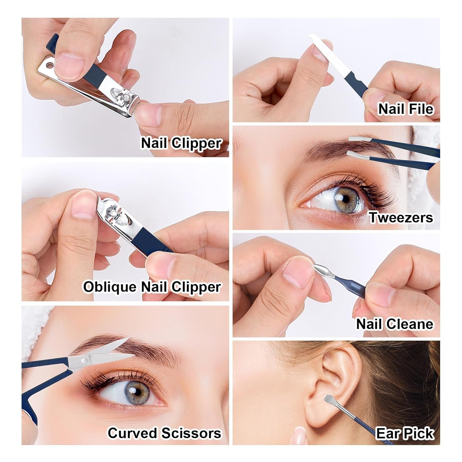 Manicure Set-Stainless Steel Nail Care Set-Professional 7 in 1 Ingrown Toenail Clipper Grooming Tool-Pedicure Kit & Toe Nail Cutter-Thick Nail Scissors Toiletries with Cuticle Trimmer (Blue) - Image 4