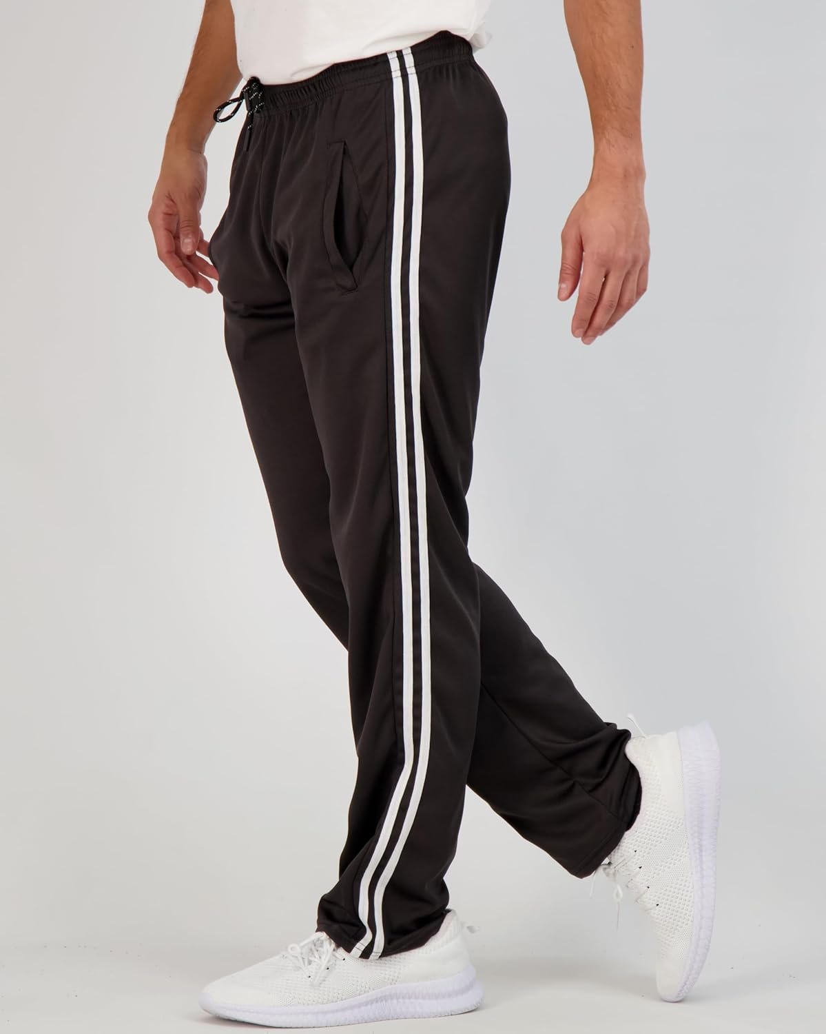 Real Essentials 3 Pack: Men's Mesh Athletic Gym Workout Lounge Open Bottom Sweatpants with Pockets (Available in Big & Tall) - Image 3