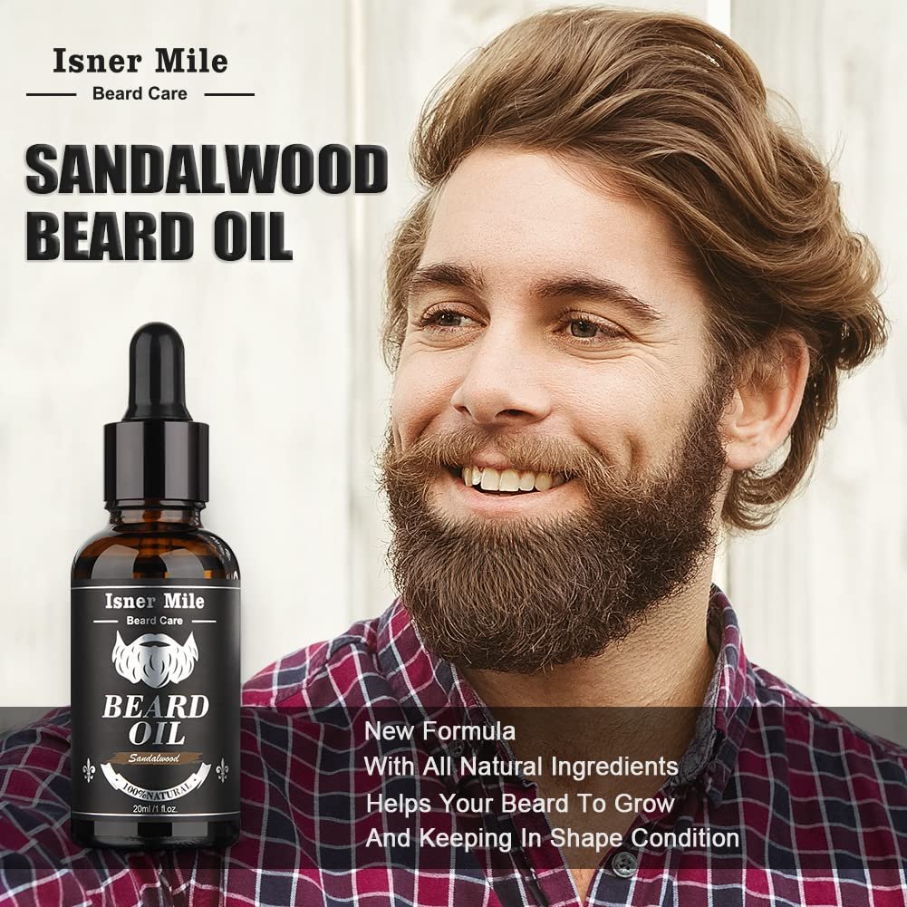 Isner Mile Beard Kit for Men, Grooming & Trimming Set with Beard Shampoo Wash, Beard Oil, Balm, Brush, Comb, Scissors & Storage Bag, Birthday Gifts Valentines Day Gifts for Him Dad Men Boyfriend - Image 6