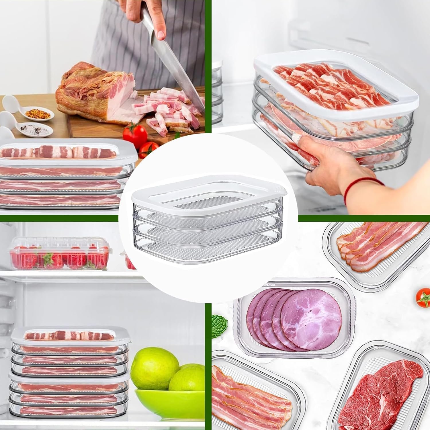 Deli Meat Container for Fridge, Bacon Lunch Meat Container for Refrigerator, Meal Prep Containers, Stackable Food Storage Boxes with Lid for Cold Cuts, Salami, Deli, Lunch Meat, BPA Free, 18.6oz - Image 9