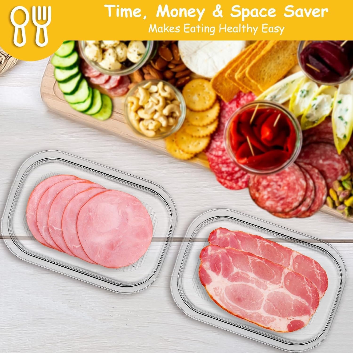 Deli Meat Container for Fridge, Bacon Lunch Meat Container for Refrigerator, Meal Prep Containers, Stackable Food Storage Boxes with Lid for Cold Cuts, Salami, Deli, Lunch Meat, BPA Free, 18.6oz - Image 4