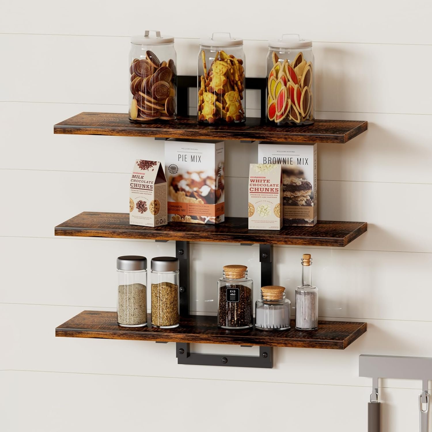 3 Tier Floating Shelves for Wall, 16 inch Floating Kitchen Shelves for Wall, Floating Shelves for Bathroom Wall, Industrial Display Shelf for Living Room, Bedroom - Image 2
