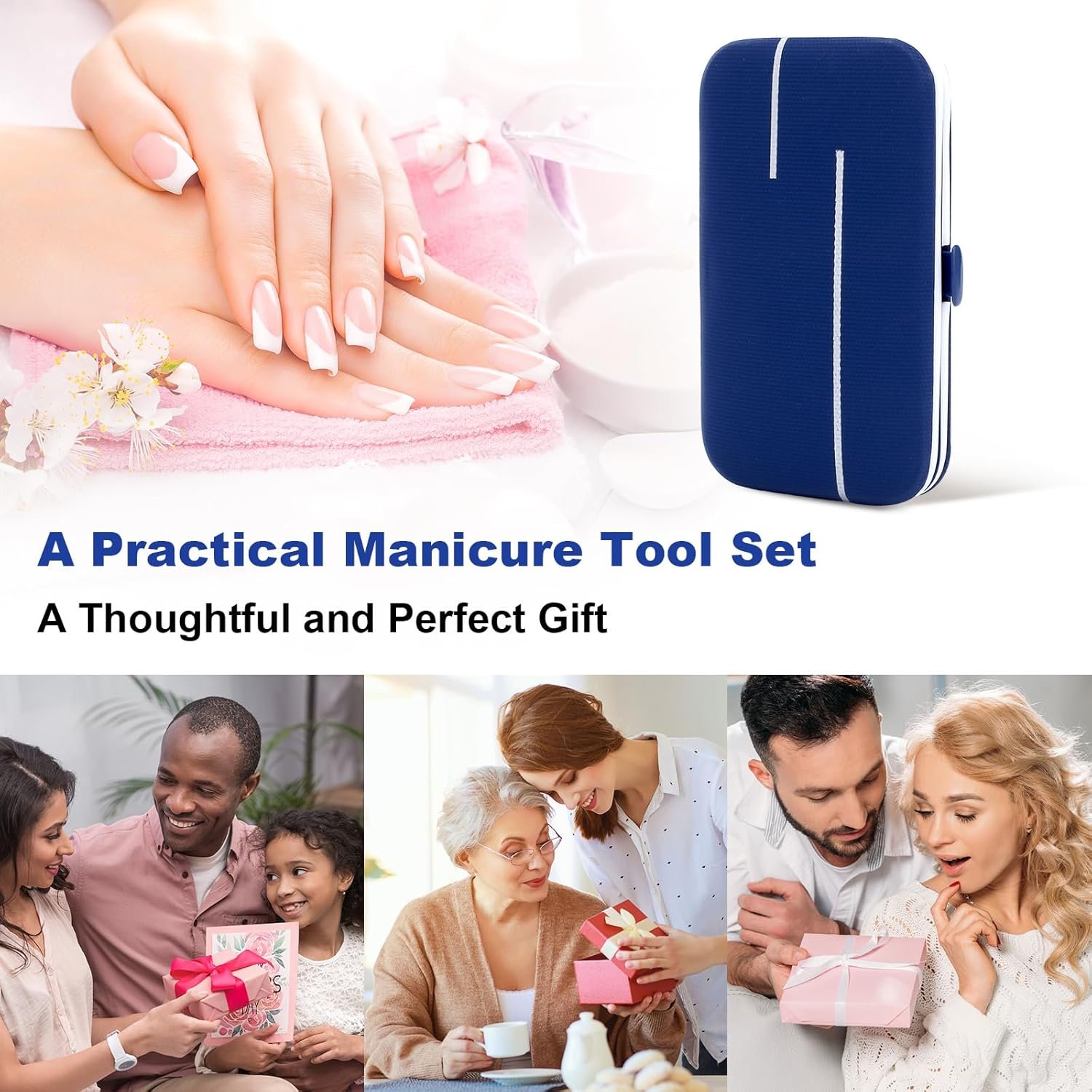 Manicure Set-Stainless Steel Nail Care Set-Professional 7 in 1 Ingrown Toenail Clipper Grooming Tool-Pedicure Kit & Toe Nail Cutter-Thick Nail Scissors Toiletries with Cuticle Trimmer (Blue) - Image 8