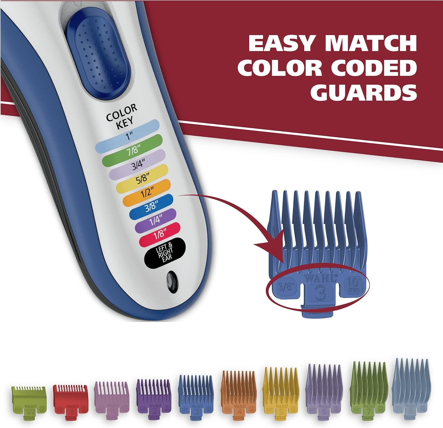 Wahl Color Pro Cordless Rechargeable Hair Clipper & Trimmer – Easy Color-Coded Guide Combs - for Men, Women, & Children – Model 9649P - Image 6