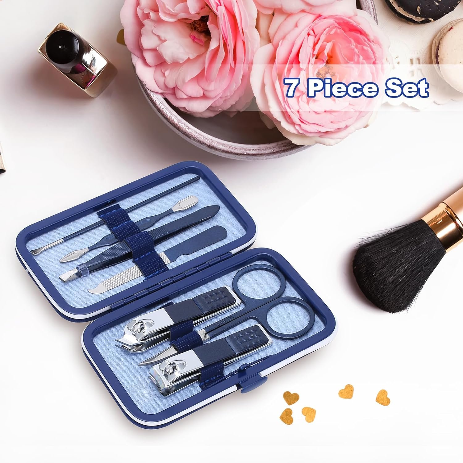 Manicure Set-Stainless Steel Nail Care Set-Professional 7 in 1 Ingrown Toenail Clipper Grooming Tool-Pedicure Kit & Toe Nail Cutter-Thick Nail Scissors Toiletries with Cuticle Trimmer (Blue) - Image 5