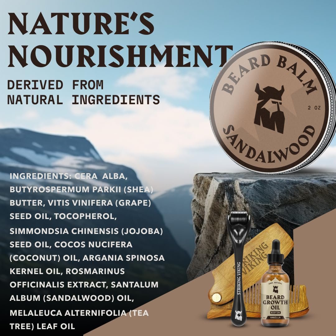 Beard Balm for Men - Leave in Beard Conditioner - Beard Styling Balm Made of Natural & Organic Beard Butter, Argan & Jojoba Beard Oils - Strengthens & Softens Beards - Sandalwood, 2 Ounce (Pack of 1) - Image 9