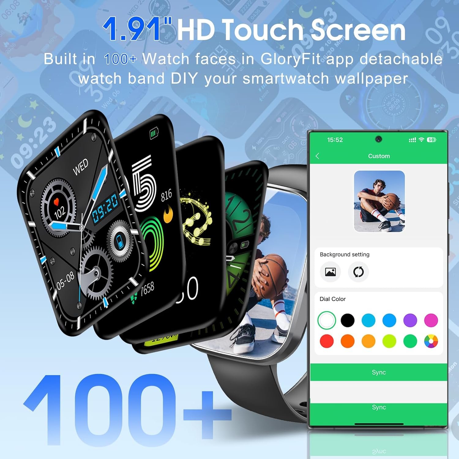 Smart Watch, 1.91" HD Screen Smartwatch for Men Women(Answer/Make Call), Fitness Watch with Heart Rate/Sleep Monitor/Steps Monitor, 110+ Sports Modes, IP68 Waterproof Activity Trackers for Android iOS - Image 3