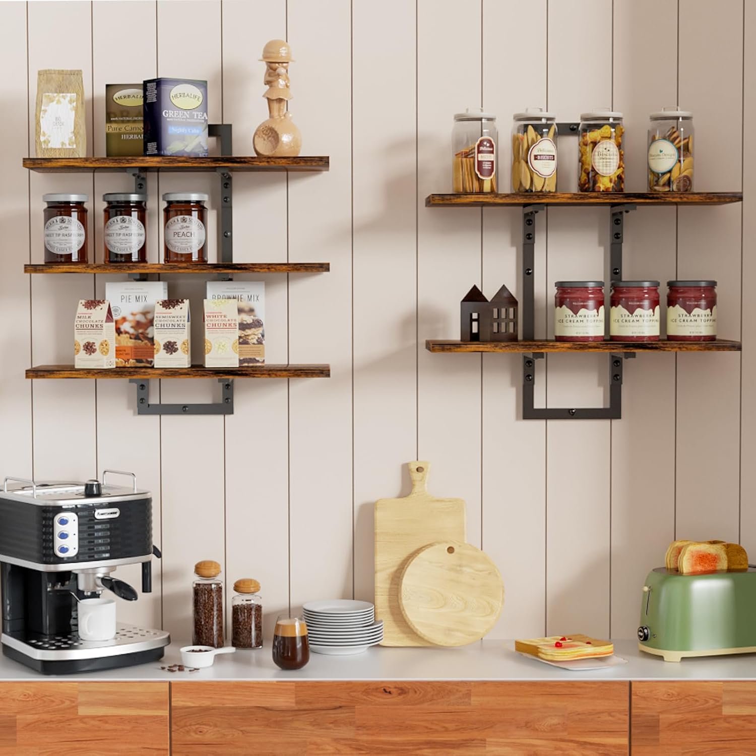 3 Tier Floating Shelves for Wall, 16 inch Floating Kitchen Shelves for Wall, Floating Shelves for Bathroom Wall, Industrial Display Shelf for Living Room, Bedroom - Image 7