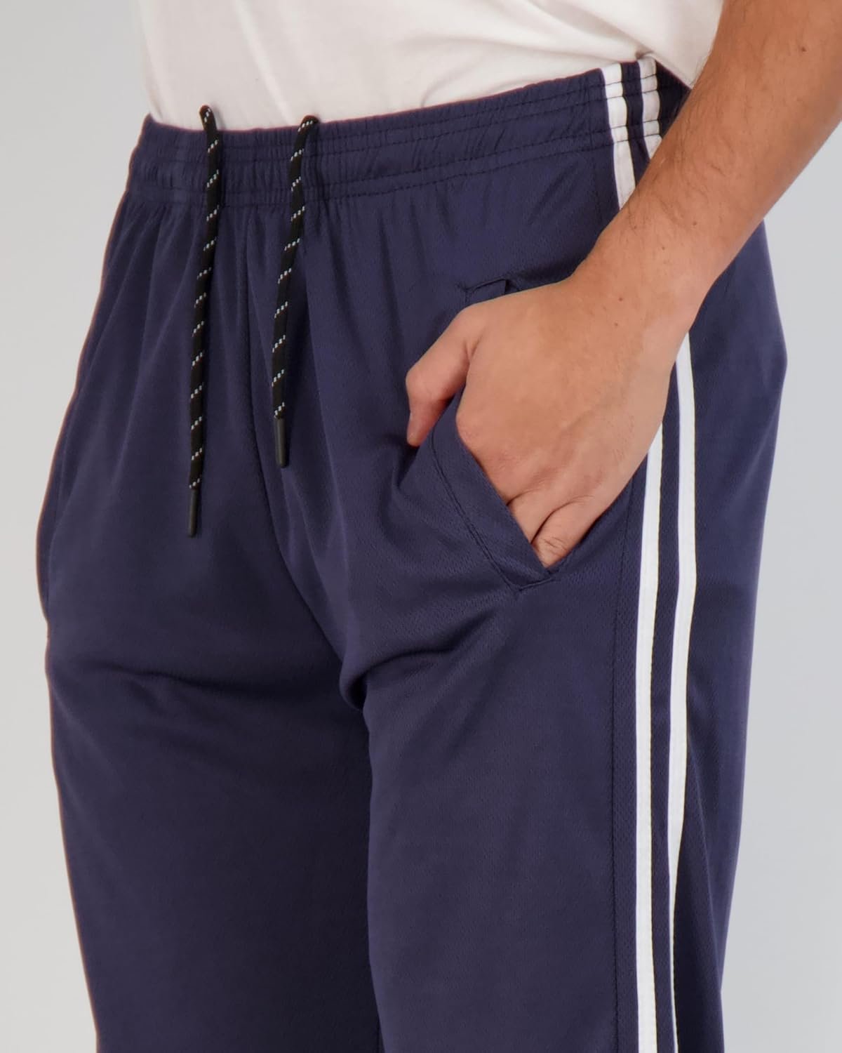 Real Essentials 3 Pack: Men's Mesh Athletic Gym Workout Lounge Open Bottom Sweatpants with Pockets (Available in Big & Tall) - Image 5