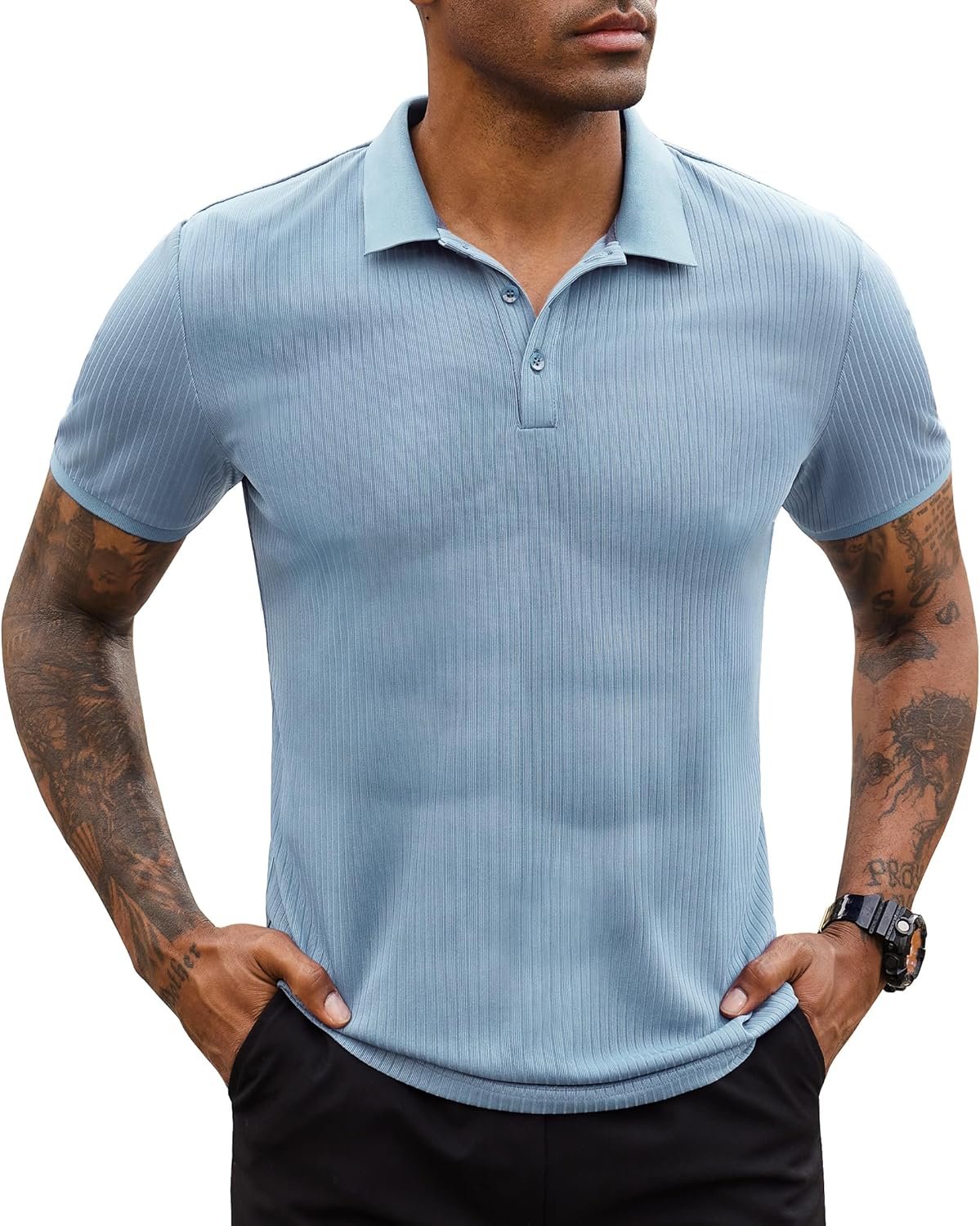 Stretch Polo Shirts for Men Short Sleeve Golf Polo Slim Mens Polo Shirts Dry Fit Polo T Shirts for Men Tennis Polo - Image 2