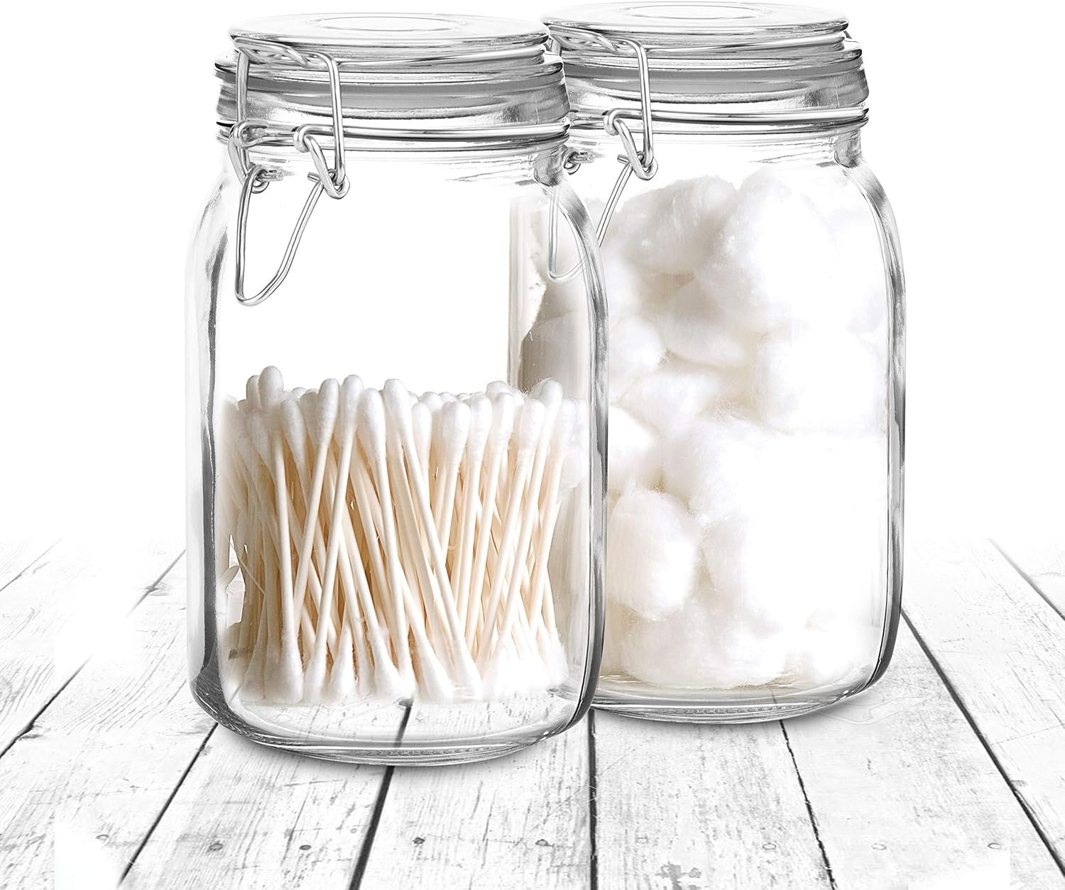 Set of 3 Glass Mason Jar with Lid (1 Liter) | Airtight Glass Storage Container for Food, Flour, Pasta, Coffee, Candy, Dog Treats, Snacks & More | Glass Organization Canisters | 34 Ounces - Image 5