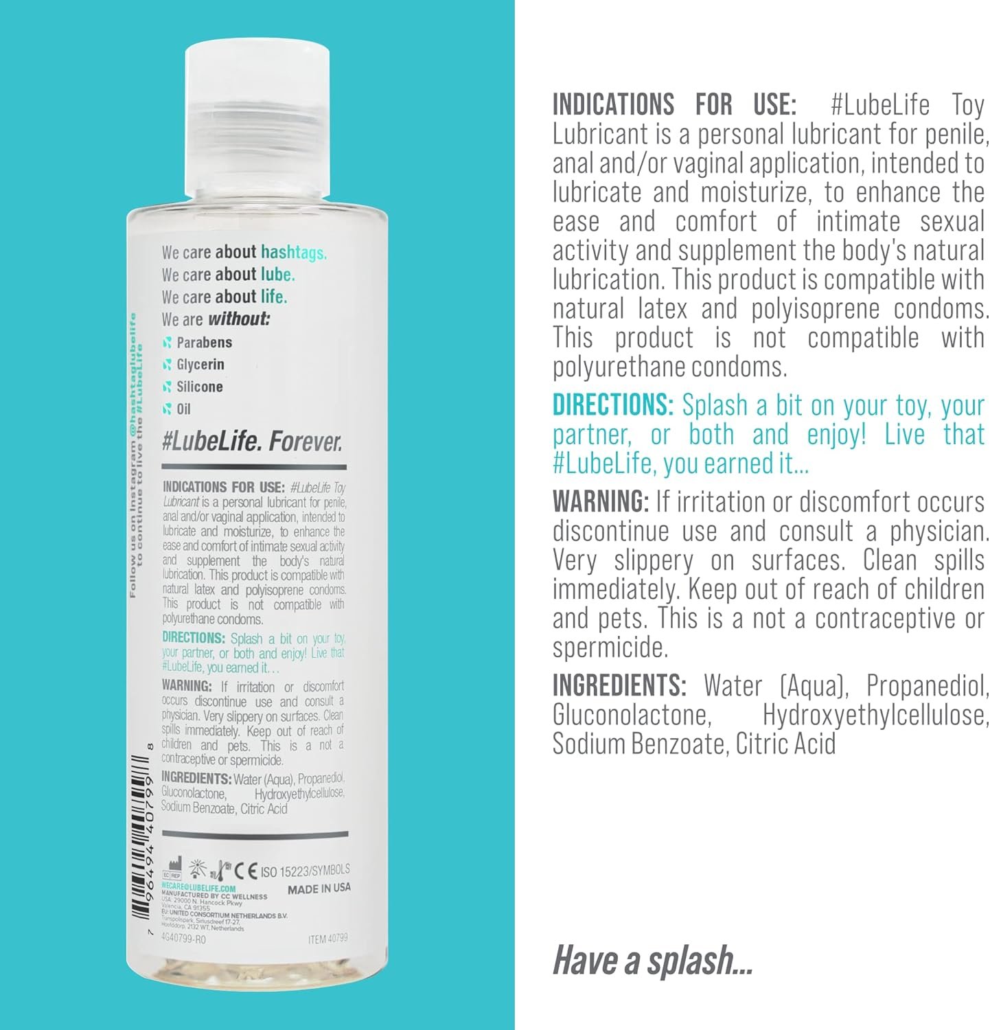 Lube Life Water-Based Toy Lubricant, Toy-Safe lube for Men, Women and Couples, Non-Staining, 8 Fl Oz - Image 4