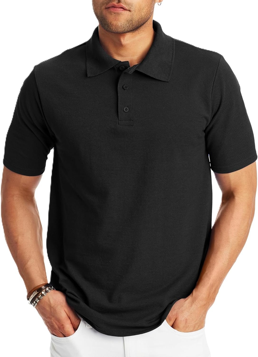 Hanes Men’s X-Temp Short Sleeve Polo Shirt, Midweight Men's Shirt - Image 2