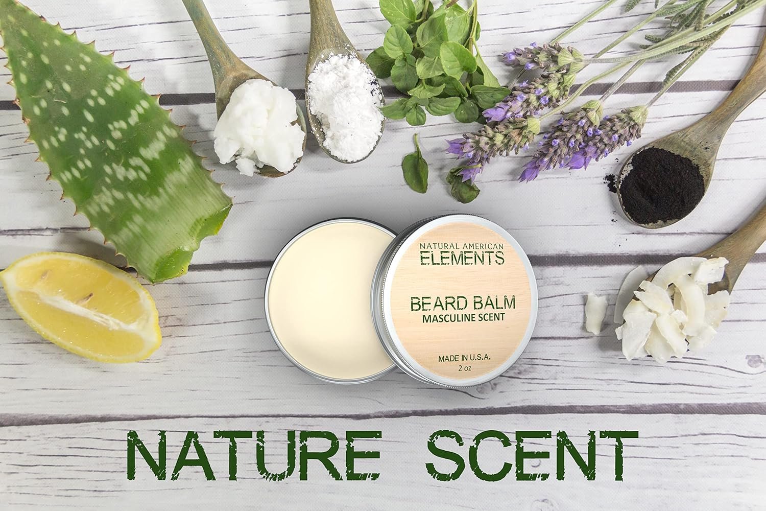 NATURAL AMERICAN ELEMENTS Beard Balm – 100% All Natural, Masculine Scent, Essential Oils with Organic Shea Butter – Moisturizes, Softens & Strengthens - Made in USA – Conditioning Beard Balm, 2 oz - Image 5