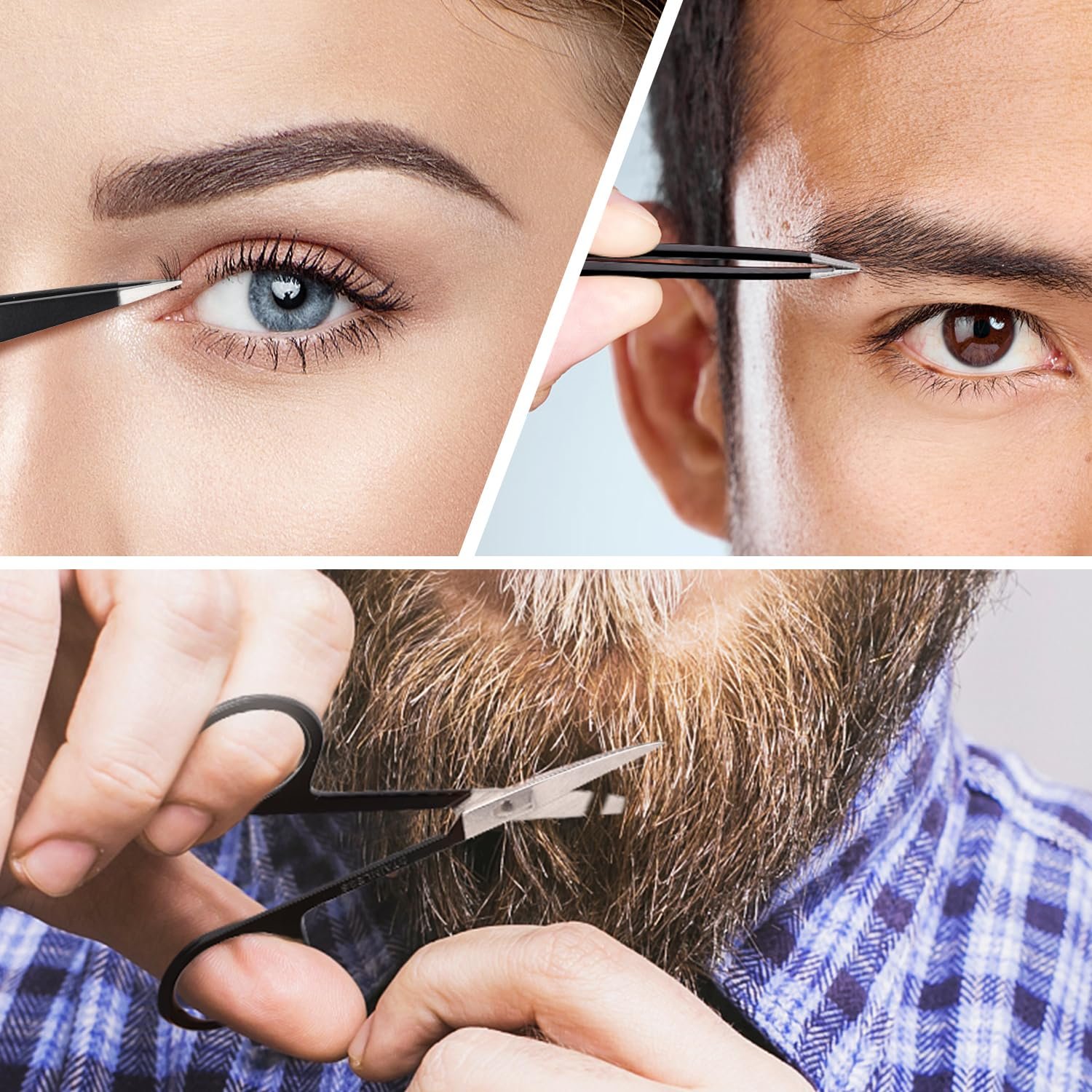 MORGLES Tweezers Set and Nail Clippers, 9 Pcs Stainless Steel Tweezers Kit for Men Professional Manicure Set for Men Grooming Kit with Leather Travel Case - Image 8