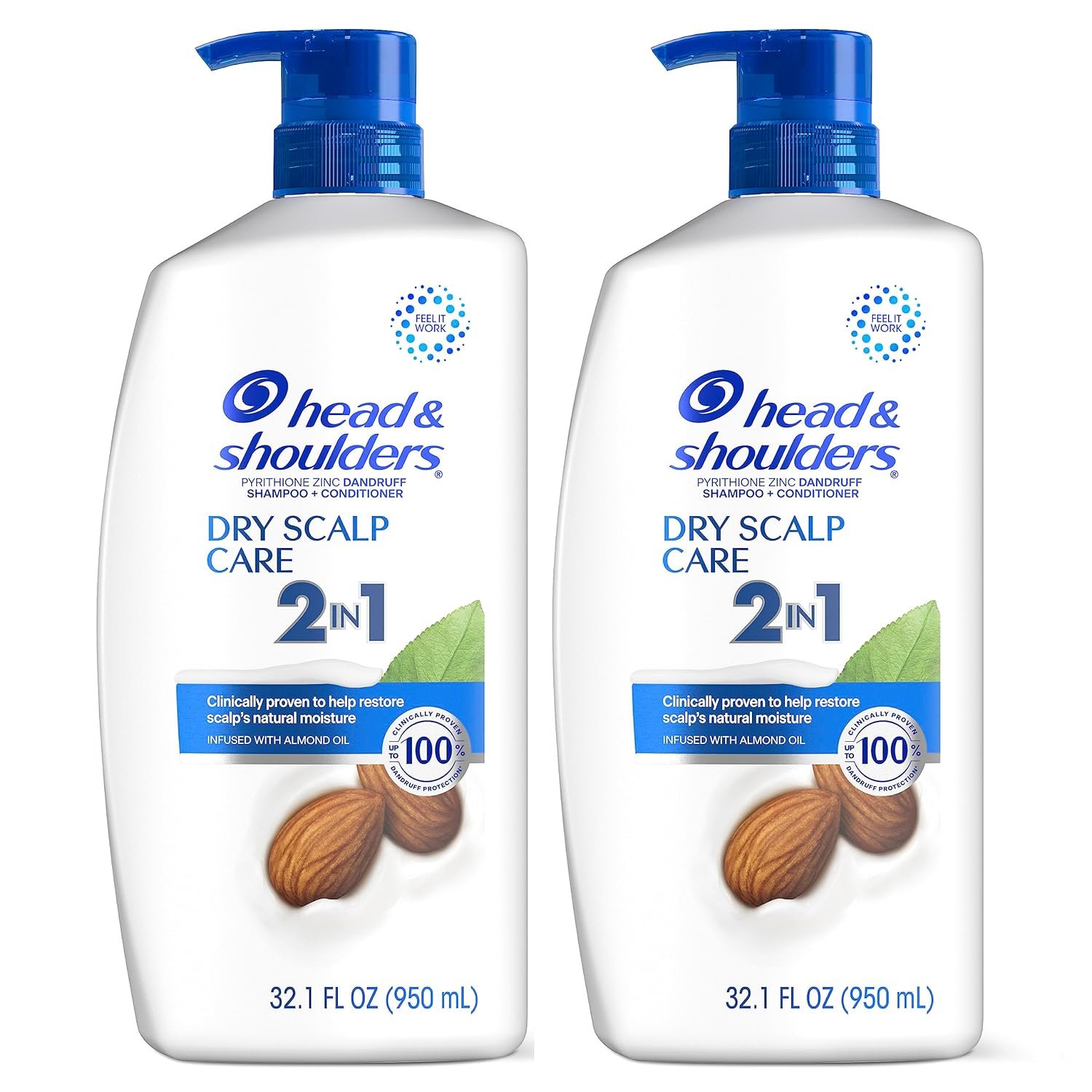 Head & Shoulders 2-in-1 Dandruff Shampoo and Conditioner Set, Advanced Dry Scalp Care, Anti Dandruff Treatment, Nourishing Almond Oil, Itch & Dryness Relief, Scalp Shield, 32.1 Fl Oz Each, 2 Pack - Image 2