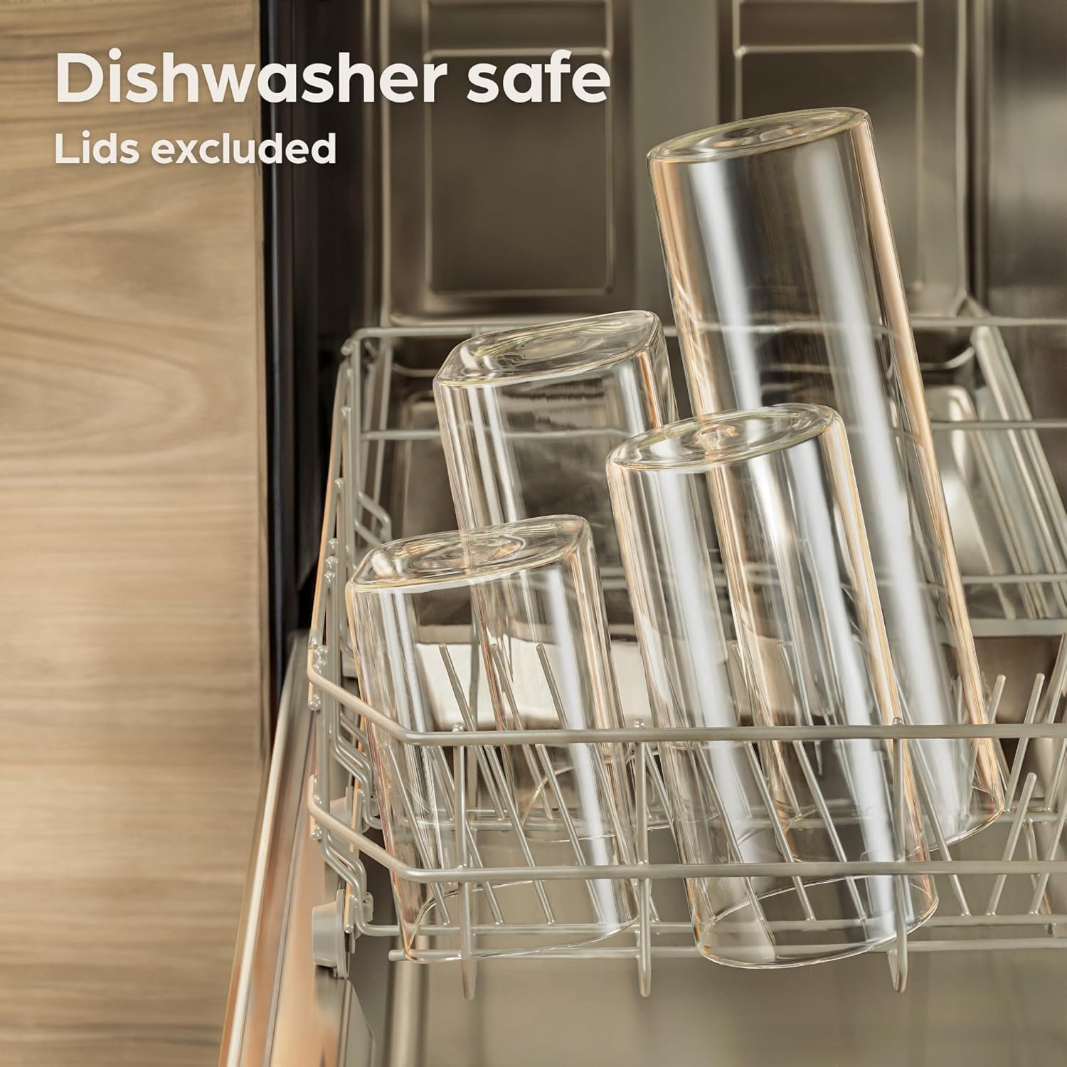 Kitchen Storage Jars 40oz - 4 Airtight Glass Pantry Storage Container with Bamboo Lid - 8 Seals - Food Glass Jars in Borosilicate Glass - Dishwasher Safe - Image 7