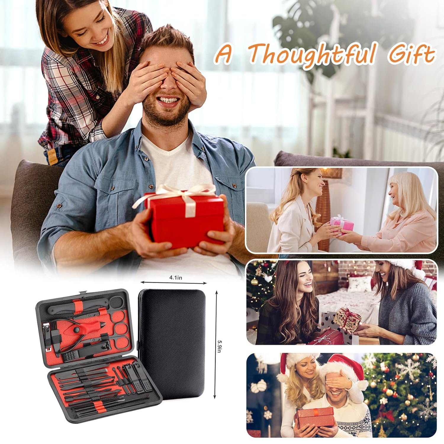 Nail Clippers Sets High Precisio Stainless Steel Nail Cutter Pedicure Kit Nail File Sharp Nail Scissors and Clipper Manicure Pedicure Kit Fingernails & Toenails with Portable cas (Red/Black_25 in 1) - Image 7