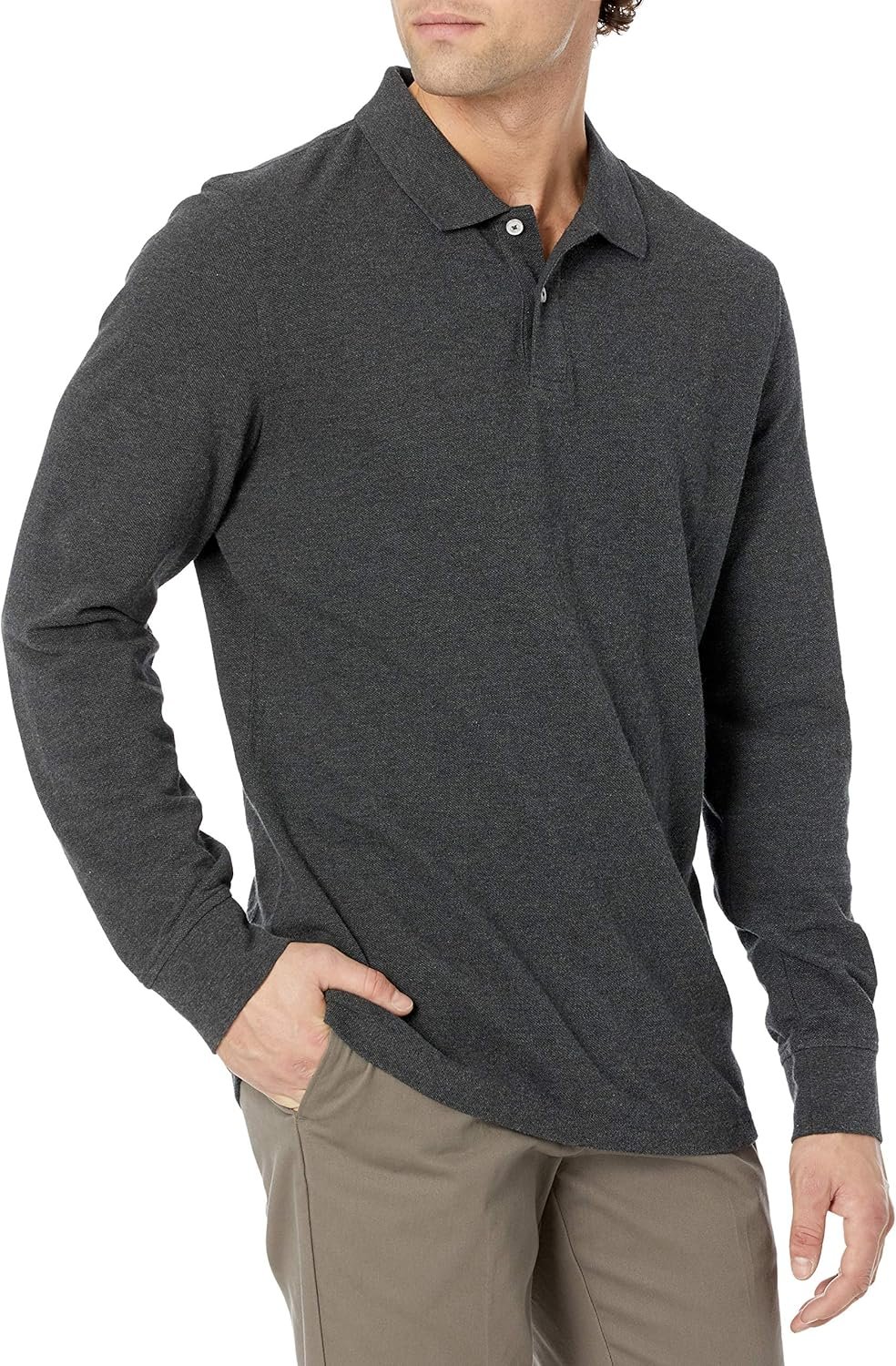 Amazon Essentials Long-Sleeve Polo Shirt for Men, Slim Fit Pique - Image 2