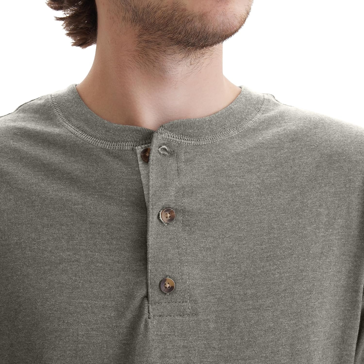 Hanes Men's T-Shirts, Men's BeefyT Henley Shirts, Men's Cotton Long Sleeve Shirts - Image 3