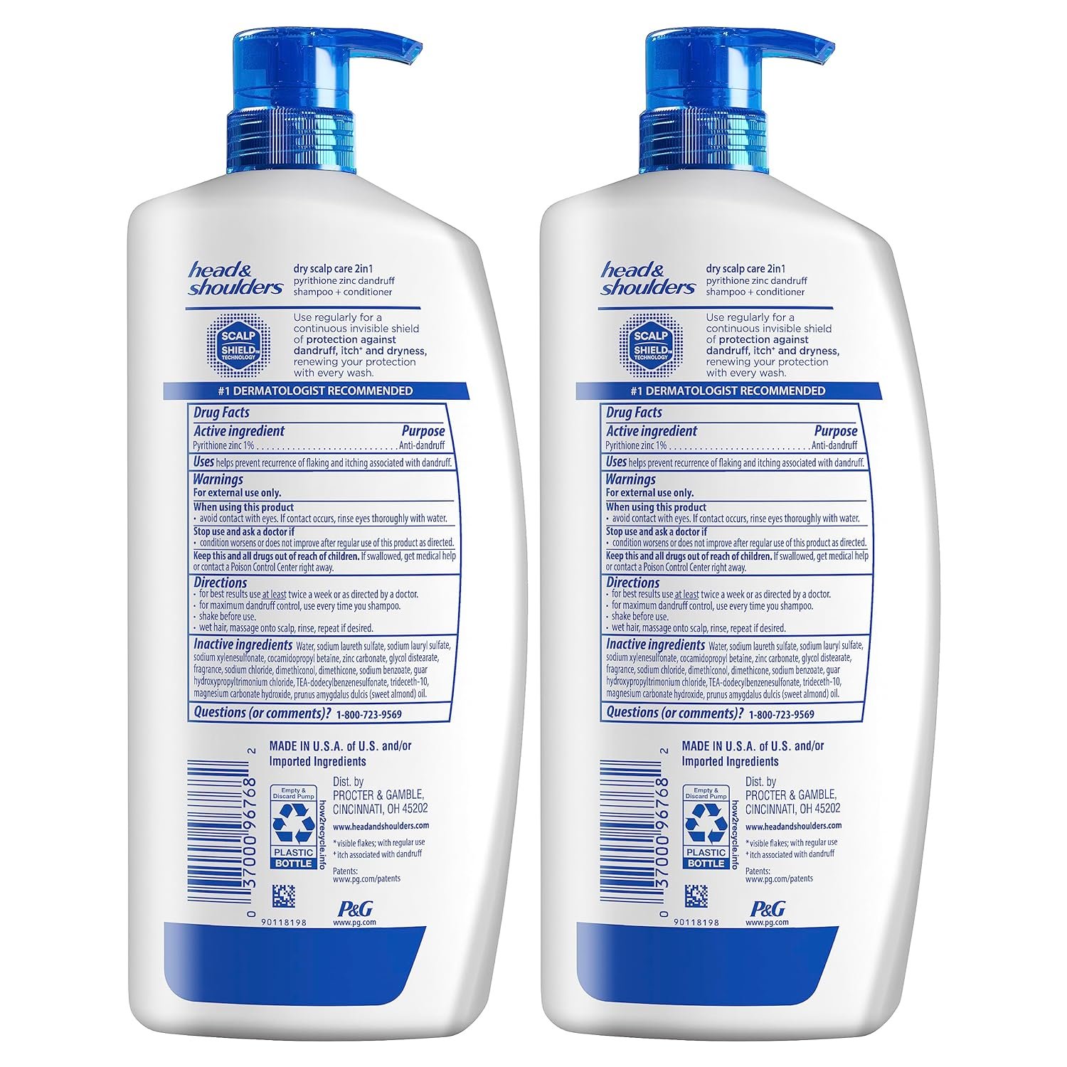 Head & Shoulders 2-in-1 Dandruff Shampoo and Conditioner Set, Advanced Dry Scalp Care, Anti Dandruff Treatment, Nourishing Almond Oil, Itch & Dryness Relief, Scalp Shield, 32.1 Fl Oz Each, 2 Pack - Image 3