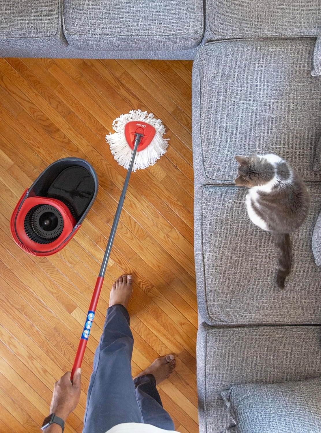 O-Cedar EasyWring Microfiber Spin Mop, Bucket Floor Cleaning System, Red, Gray, Standard - Image 20