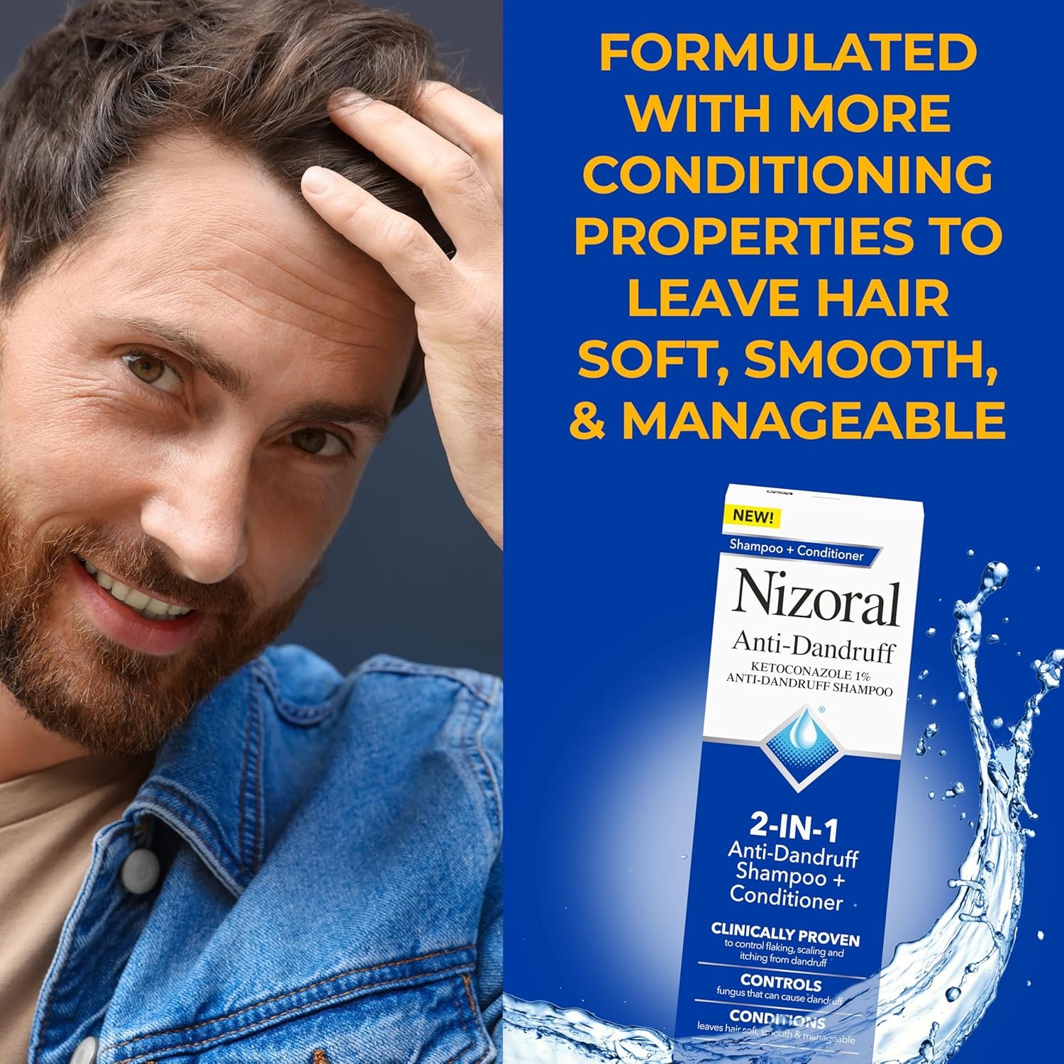 Nizoral 2-IN-1 Anti-Dandruff Shampoo & Conditioner with 1% Ketoconazole, 14 fl oz - Image 7