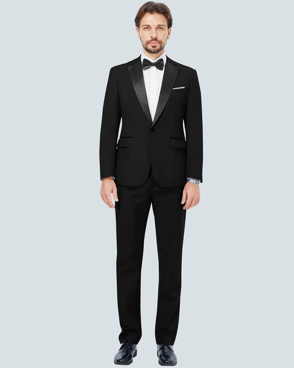 MAGE MALE Men's 2 Piece Suit One Button Slim Fit Formal Wedding Prom Tuxedo Suits Blazer Pants with Bow Tie Set - Image 7