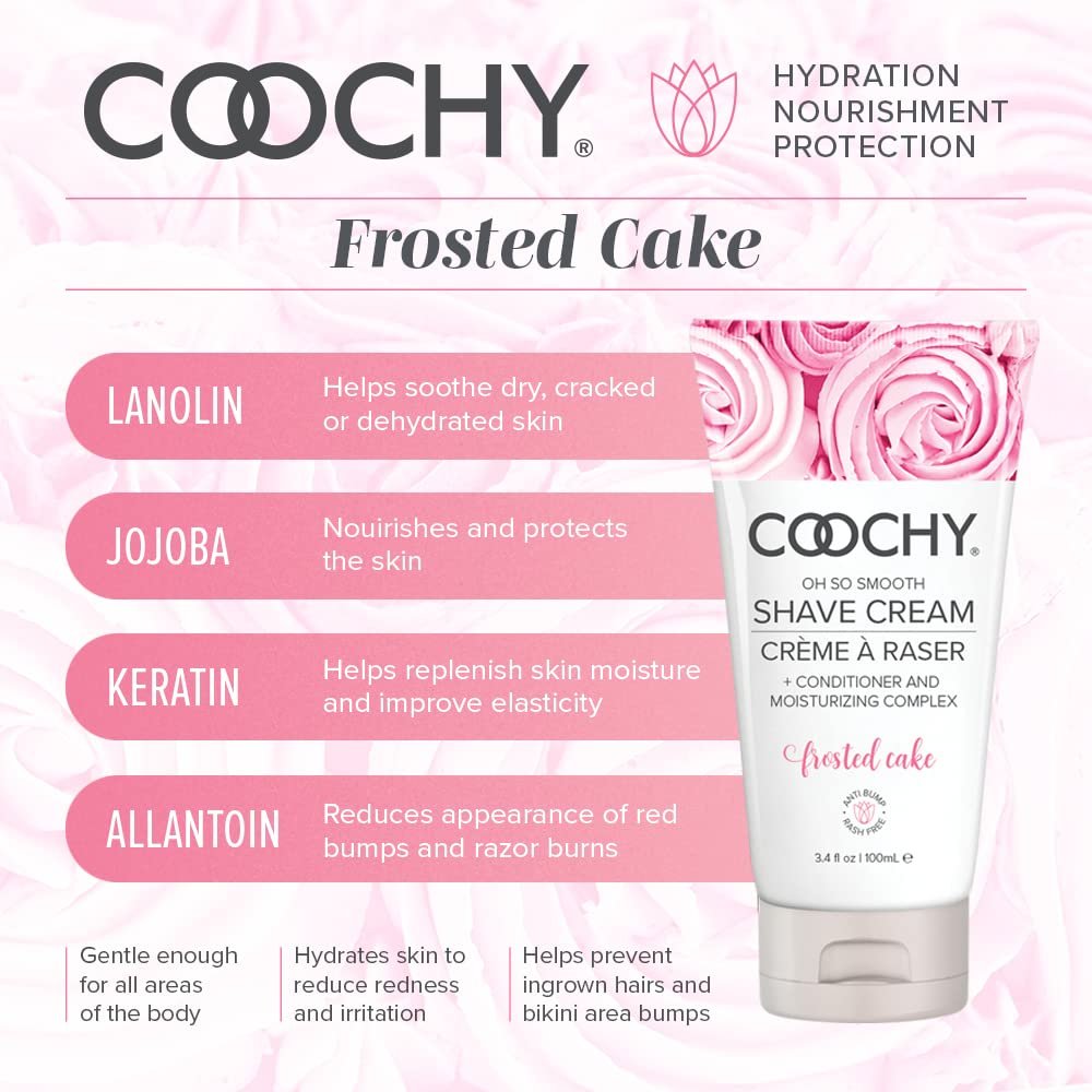 Coochy Intimate Shaving Cream | Shave Conditioner & Moisturizer for Face & Body | Ideal for Sensitive Skin Care | Frosted Cake, 3.4 oz - Image 3