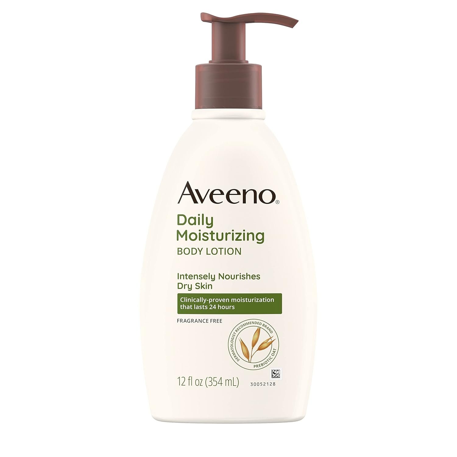 Aveeno Daily Moisturizing Body Lotion with Soothing Prebiotic Oat, Gentle Lotion Nourishes Dry Skin With Moisture, Paraben-, Dye- & Fragrance-Free, Non-Greasy & Non-Comedogenic, 12 fl. Oz - Image 2