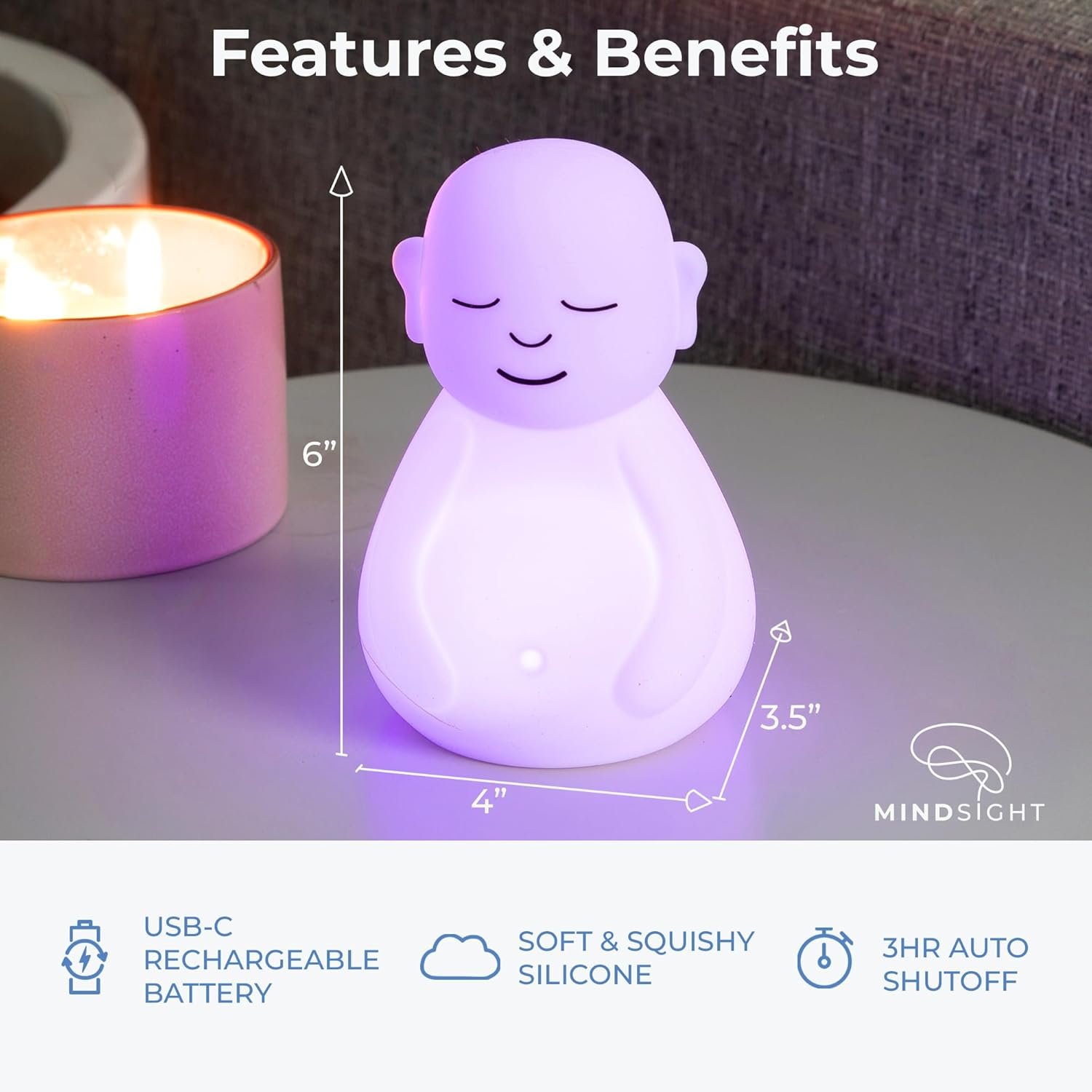 Mindsight 'Breathing Buddha' Guided Visual Meditation Tool for Mindfulness | Slow Your Breathing & Calm Your Mind for Stress & Anxiety Relief | Perfect for Adults & Kids | Relaxing Self Care Gift - Image 5